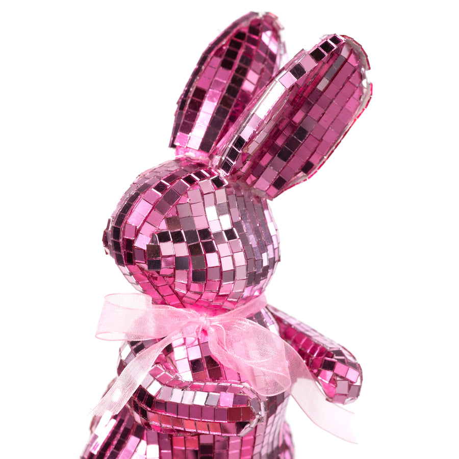 8.5" Mirror Disco Ball Bunny: Pink