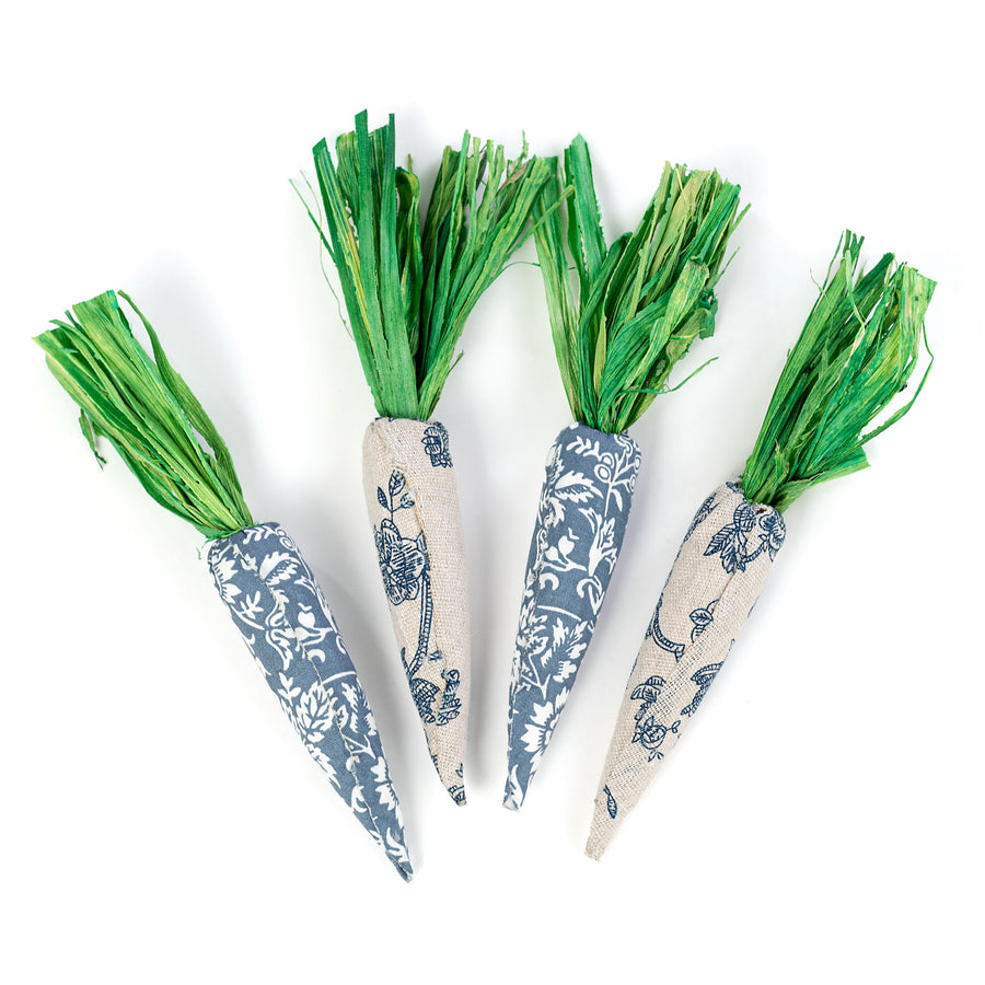 8" Canvas Carrots: Blue & White Floral (Box of 4)