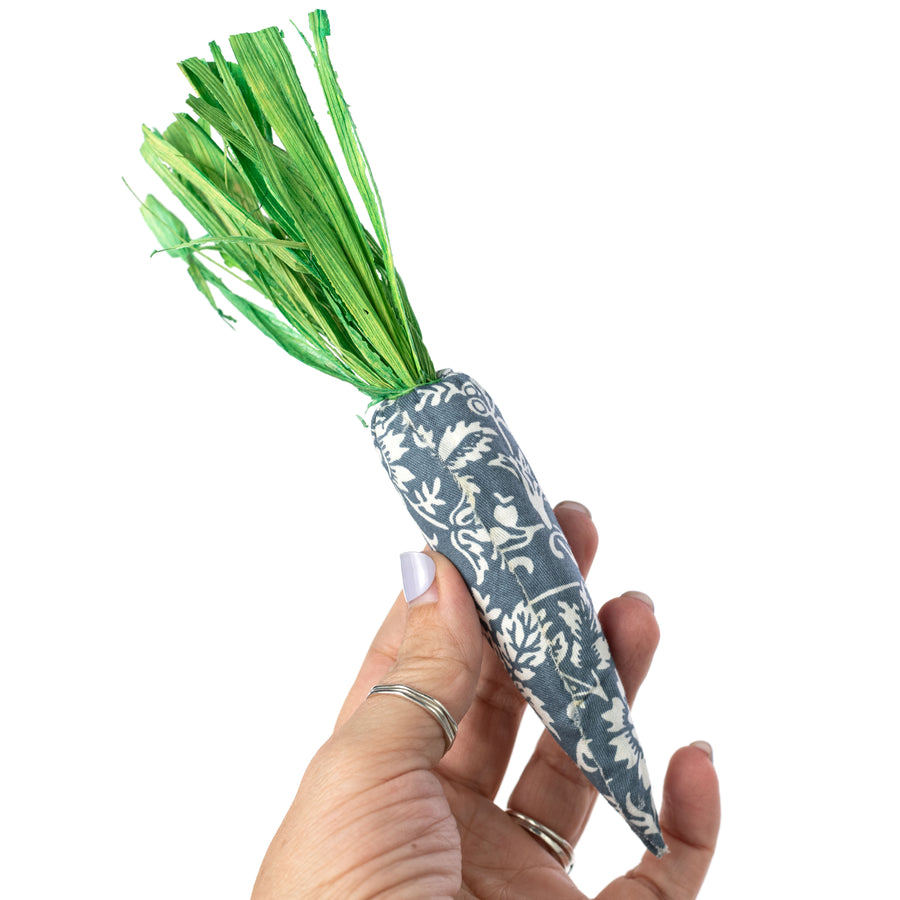 8" Canvas Carrots: Blue & White Floral (Box of 4)