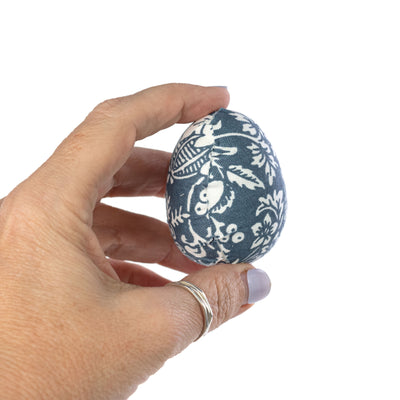 2" Canvas Fabric Easter Eggs: Blue & White Floral (Bag of 12)