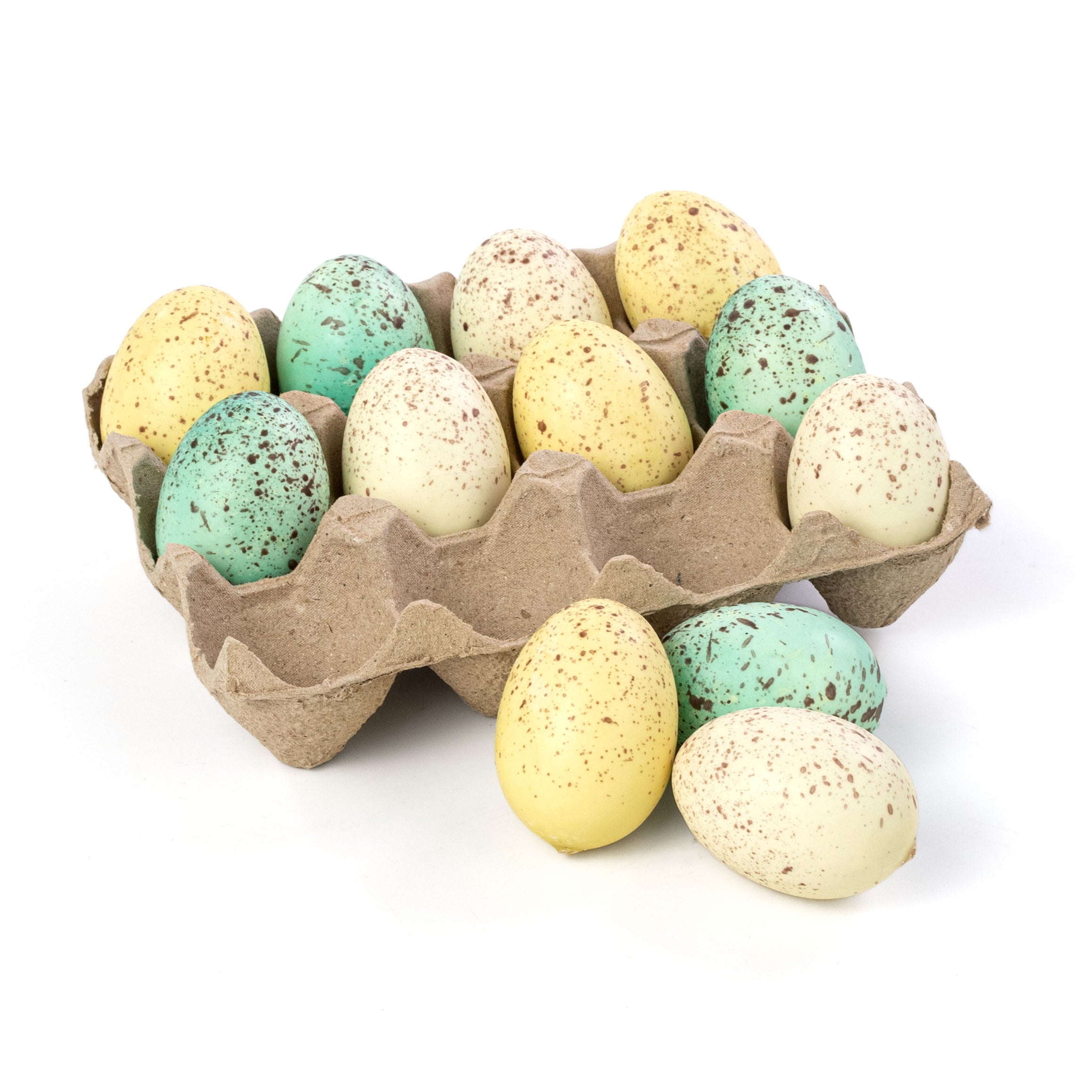 Gold Mottled Easter Eggs in Egg Carton: Blue & Yellow (12)