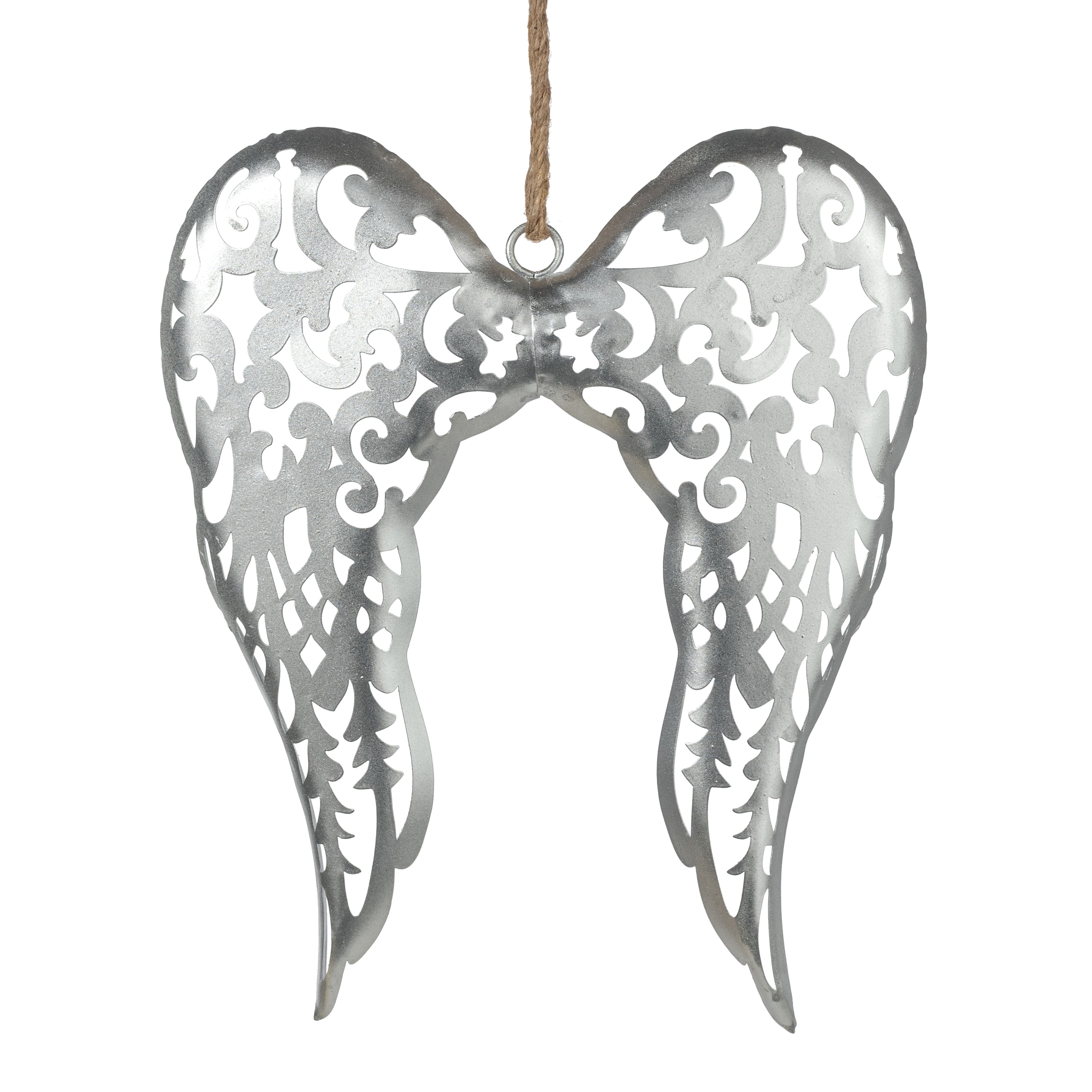 15.5" X 13" Angel Wing Decor: Silver