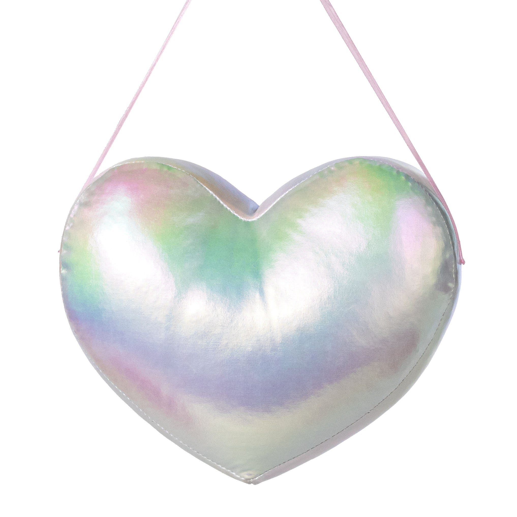 8" Iridescent Heart Ornament: White