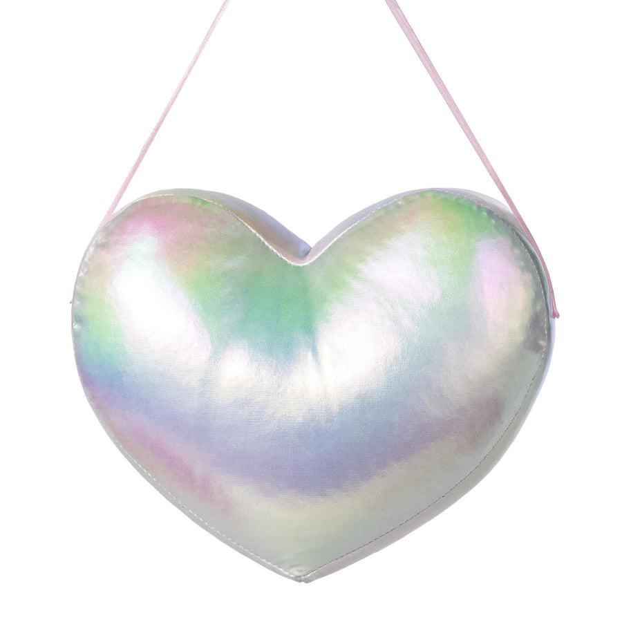 8" Iridescent Heart Ornament: White