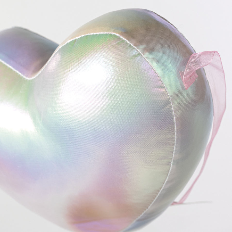 8" Iridescent Heart Ornament: White