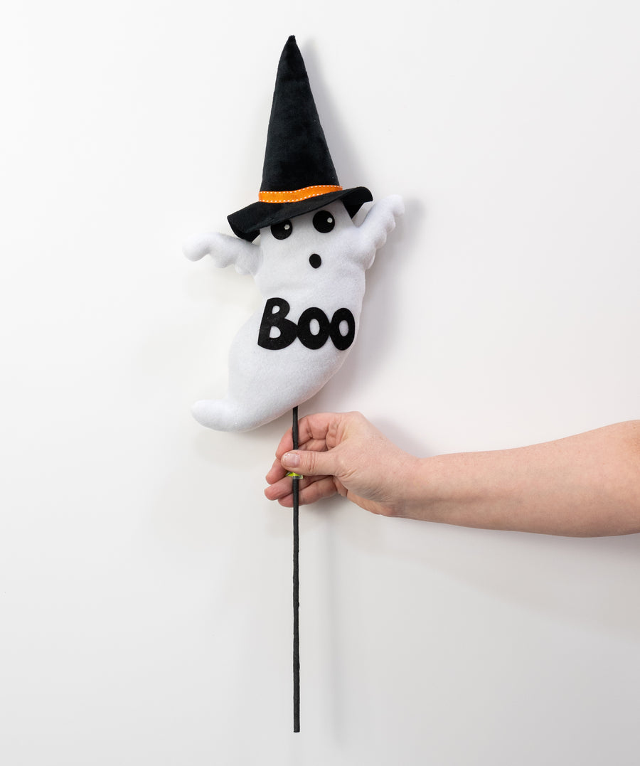 24" Plush Boo Ghost Witch Hat Spray