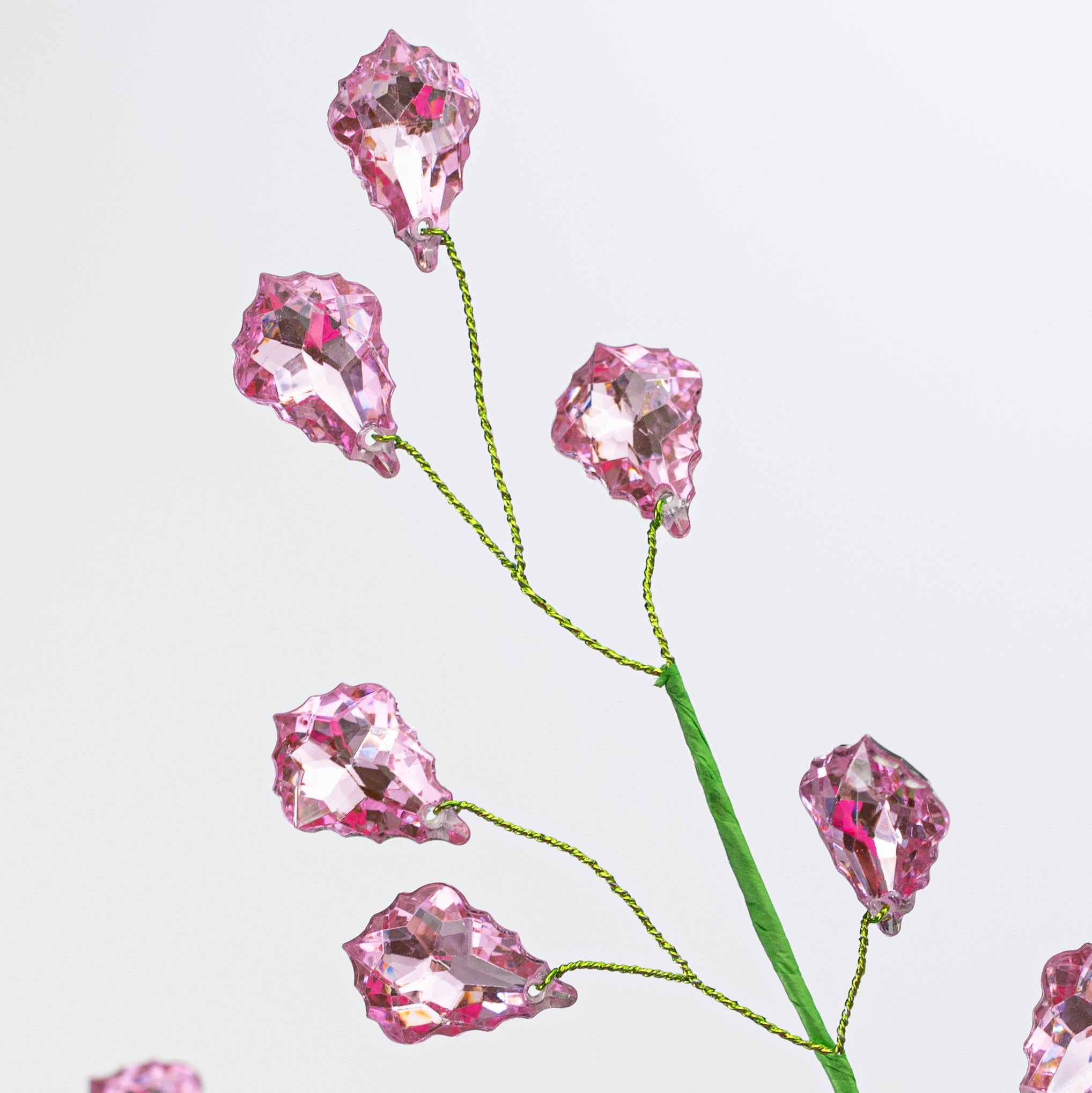 20" Faceted Acrylic Jewel Leaf Spray: Pink