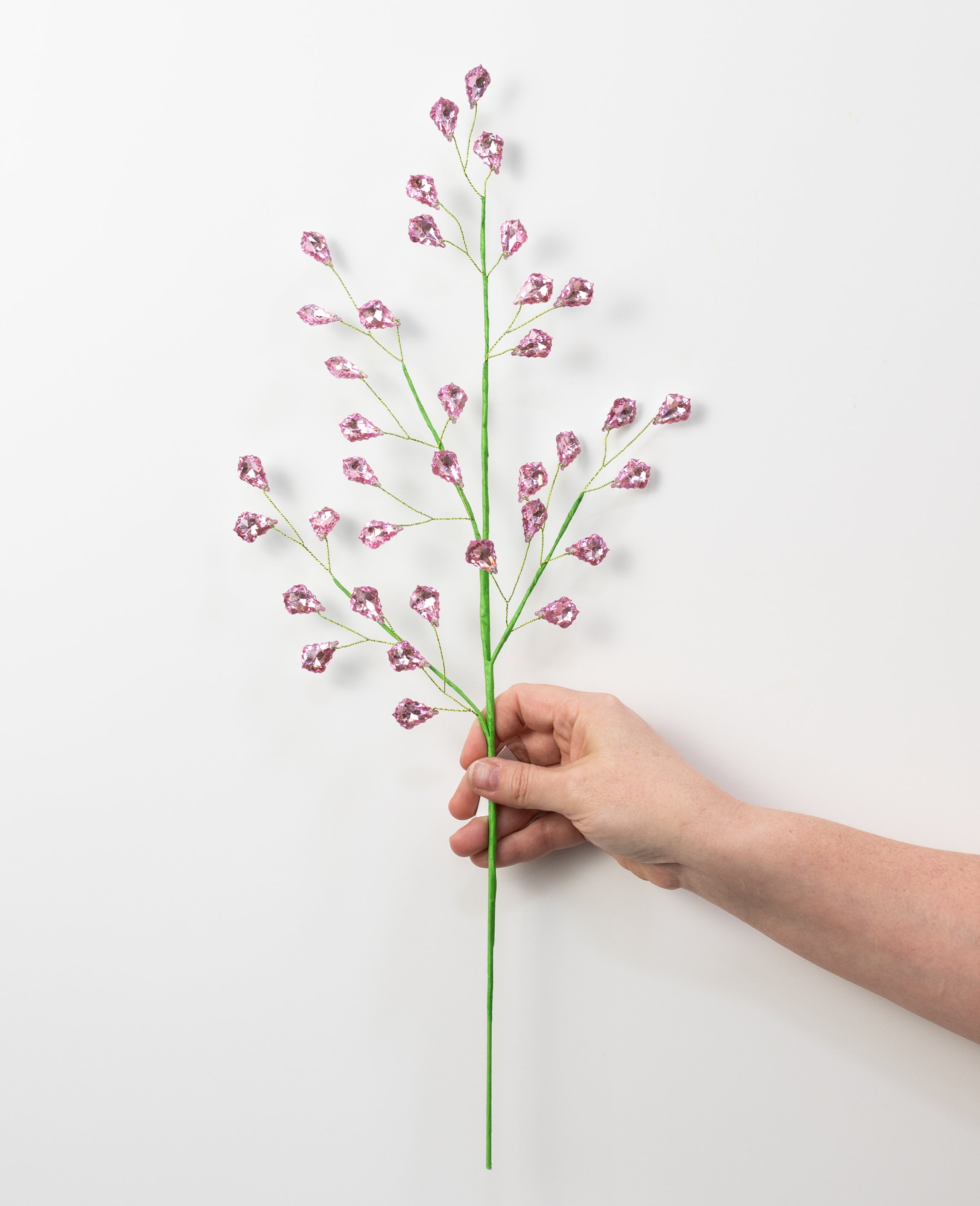 20" Faceted Acrylic Jewel Leaf Spray: Pink