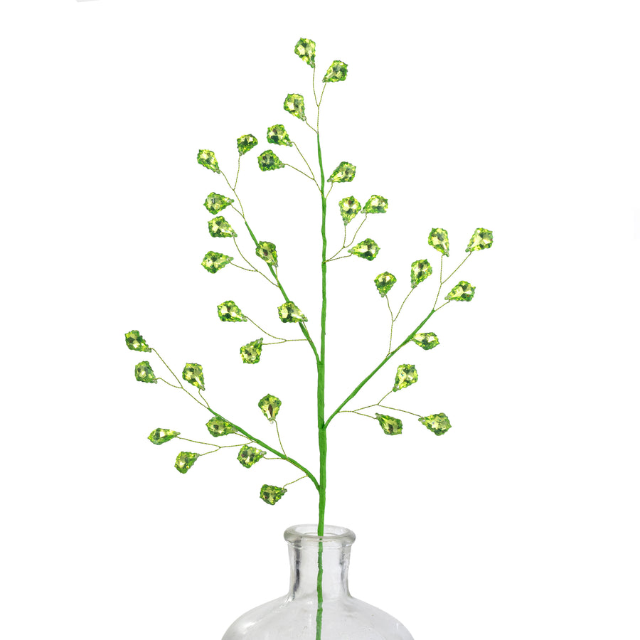 20" Faceted Acrylic Jewel Leaf Spray: Green