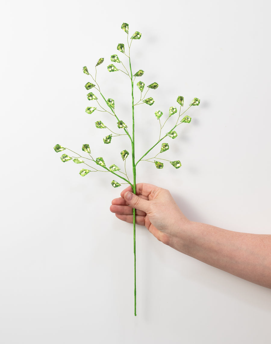 20" Faceted Acrylic Jewel Leaf Spray: Green