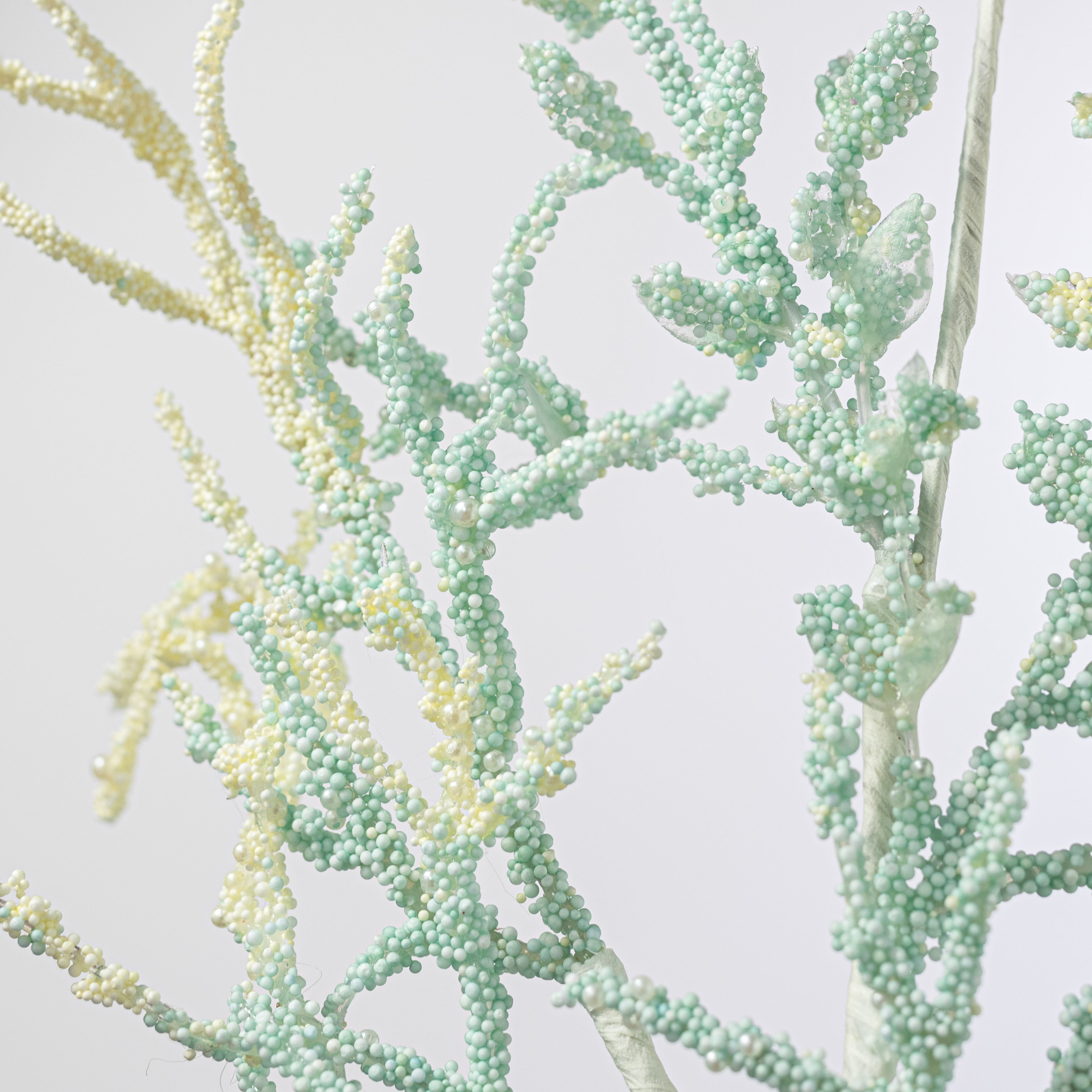 28" Pearl & Bead Coral Spray: Cream & Mint
