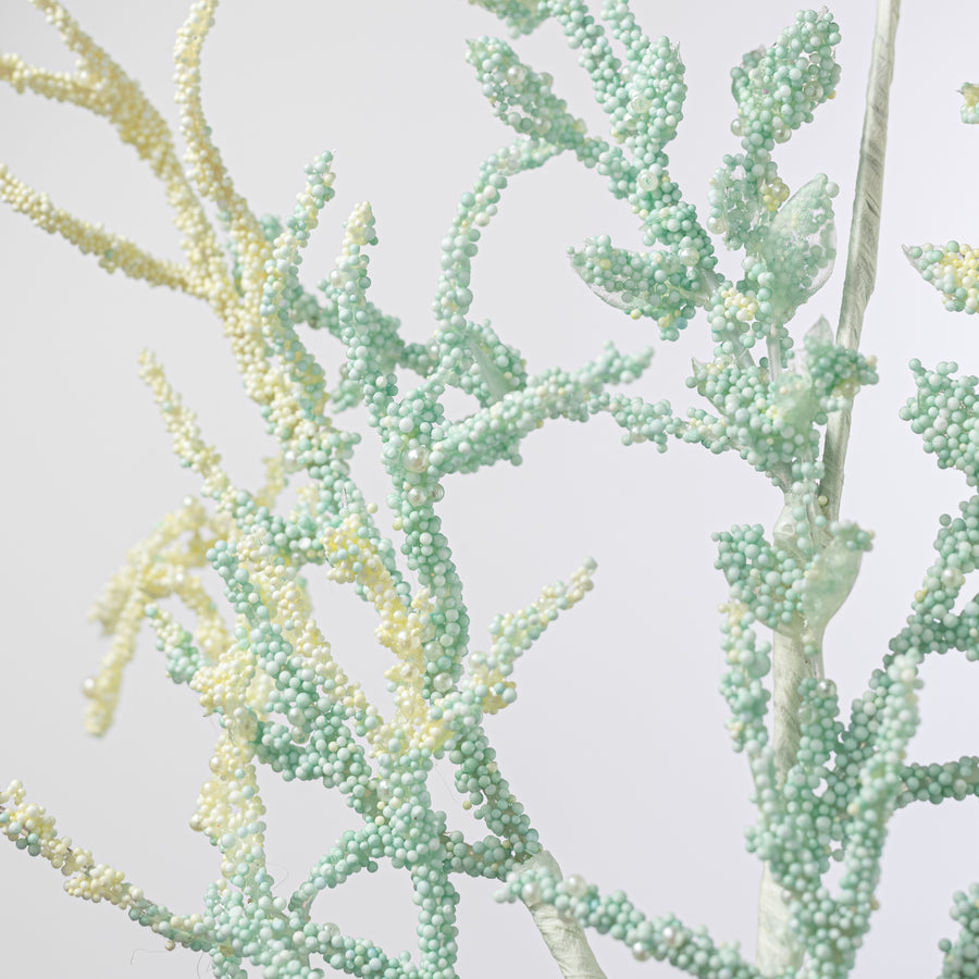 28" Pearl & Bead Coral Spray: Cream & Mint