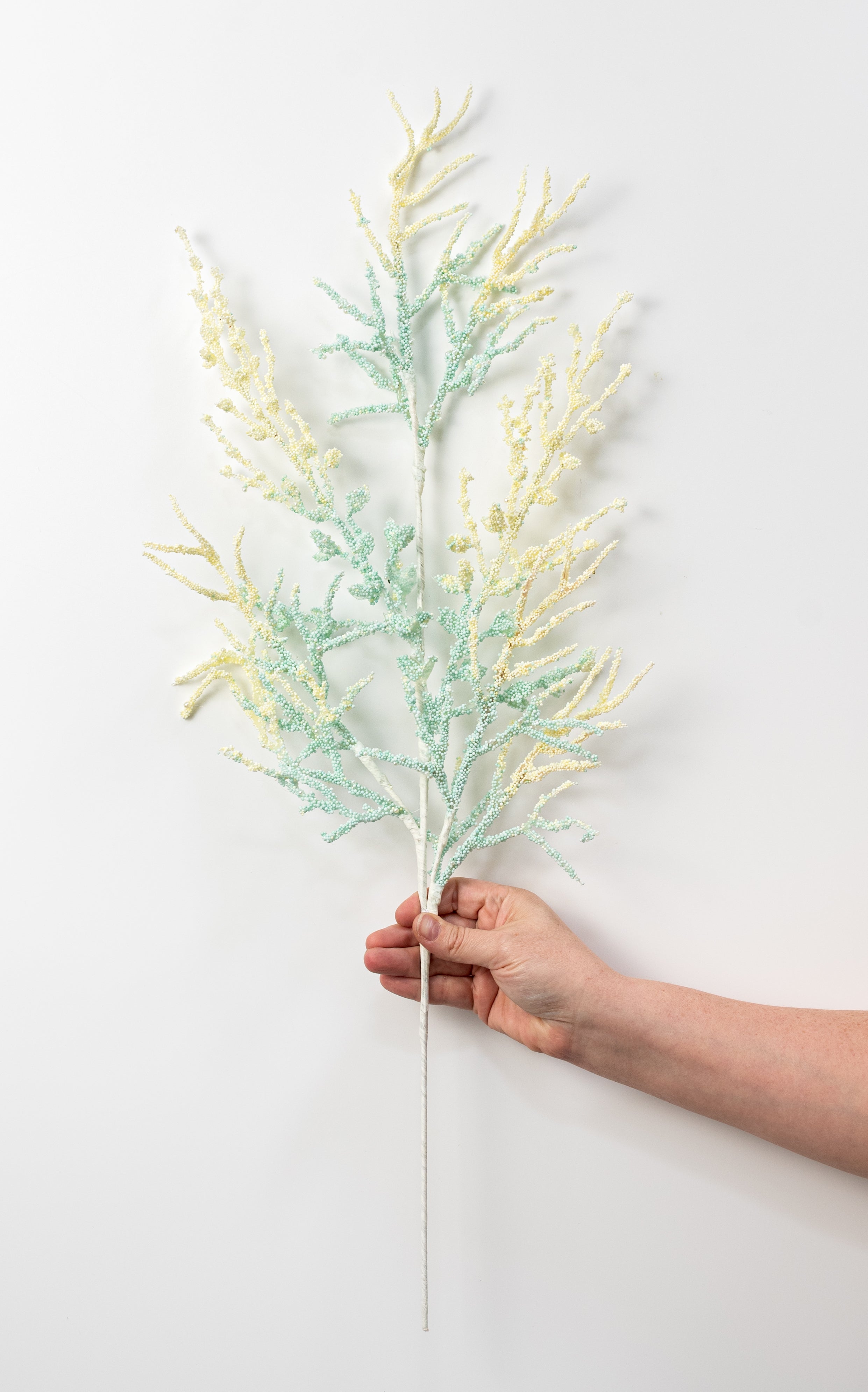 28" Pearl & Bead Coral Spray: Cream & Mint