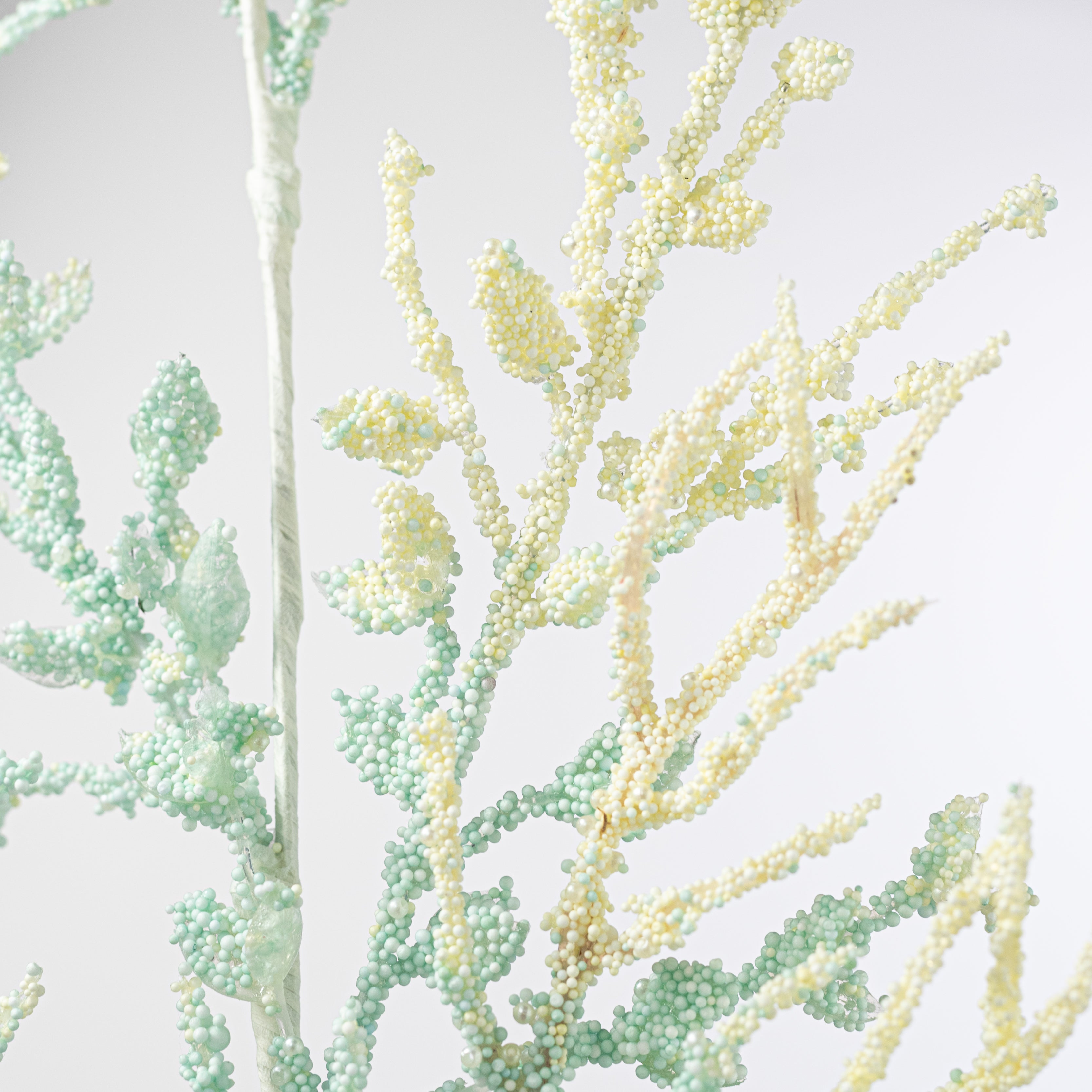 28" Pearl & Bead Coral Spray: Cream & Mint