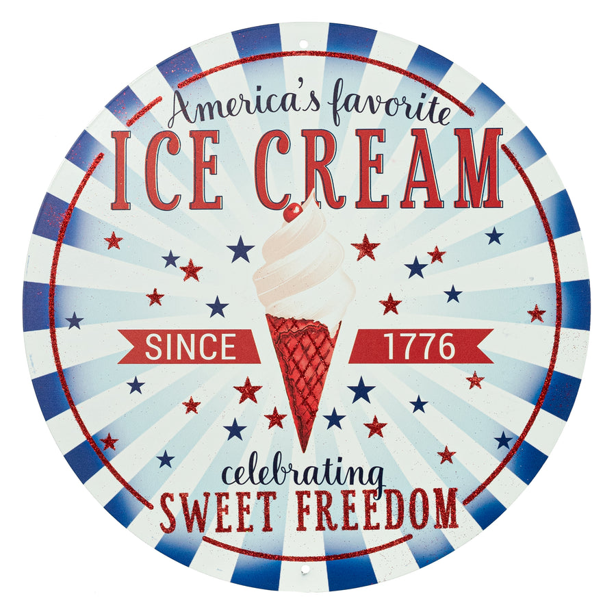 12" Round Metal Sign: America's Favorite Ice Cream