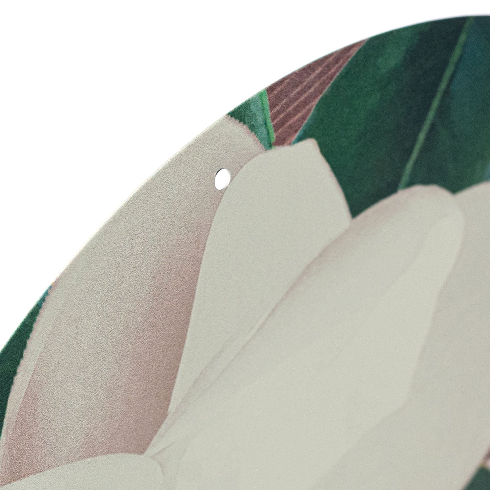 12" Round Metal Sign: Welcome Magnolia Flower