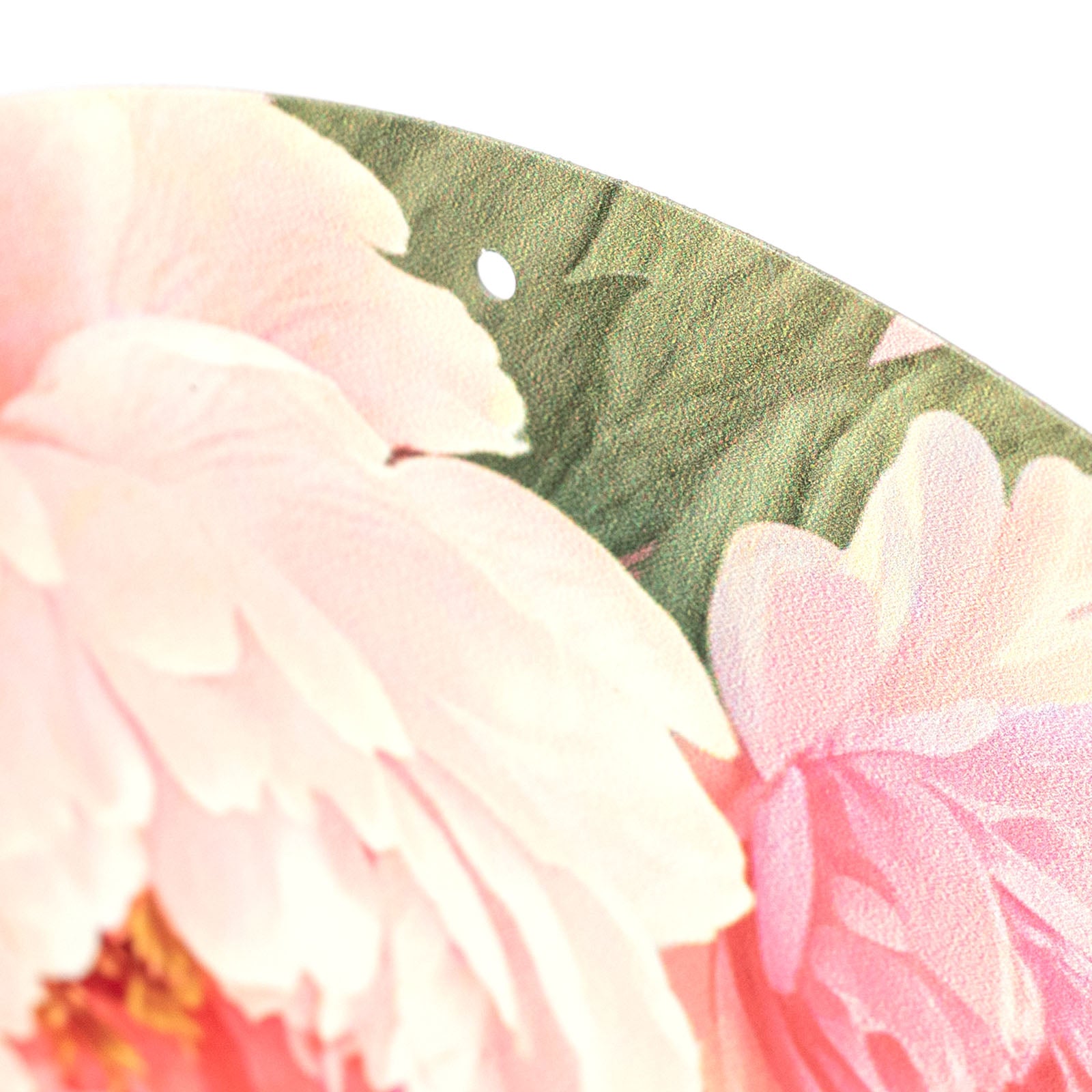 12" Round Metal Sign: Welcome Pink Peonies