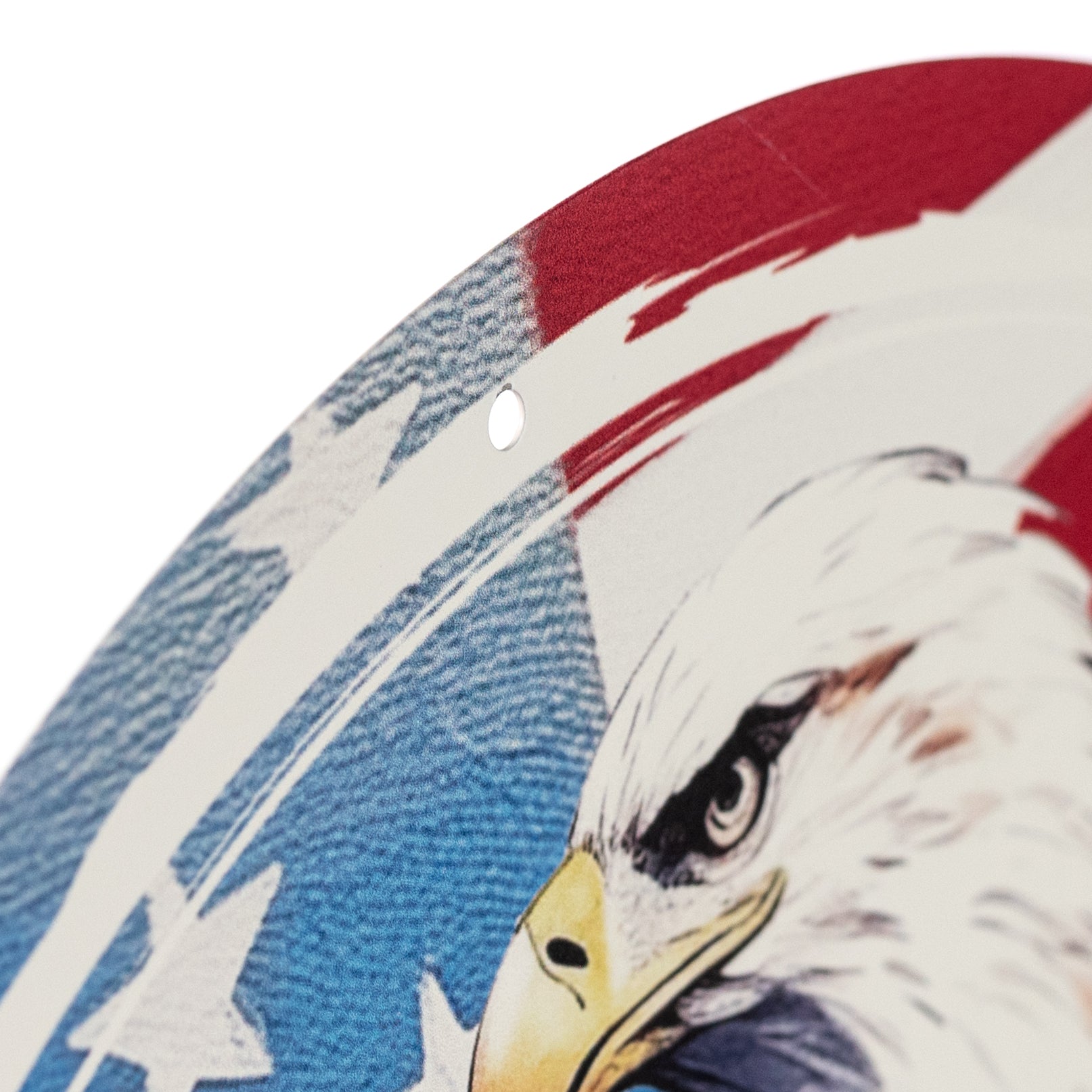 12" Round Metal Sign: God Bless America Eagle Flag