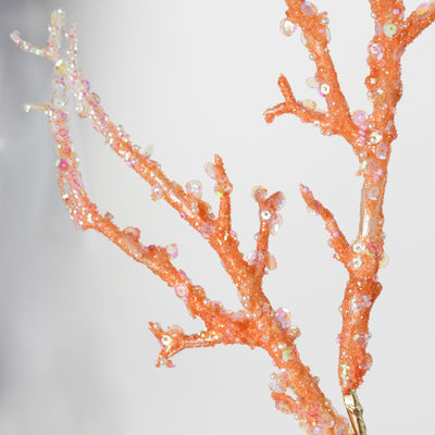 20" Pearl & Sequin Coral Spray: Salmon Orange