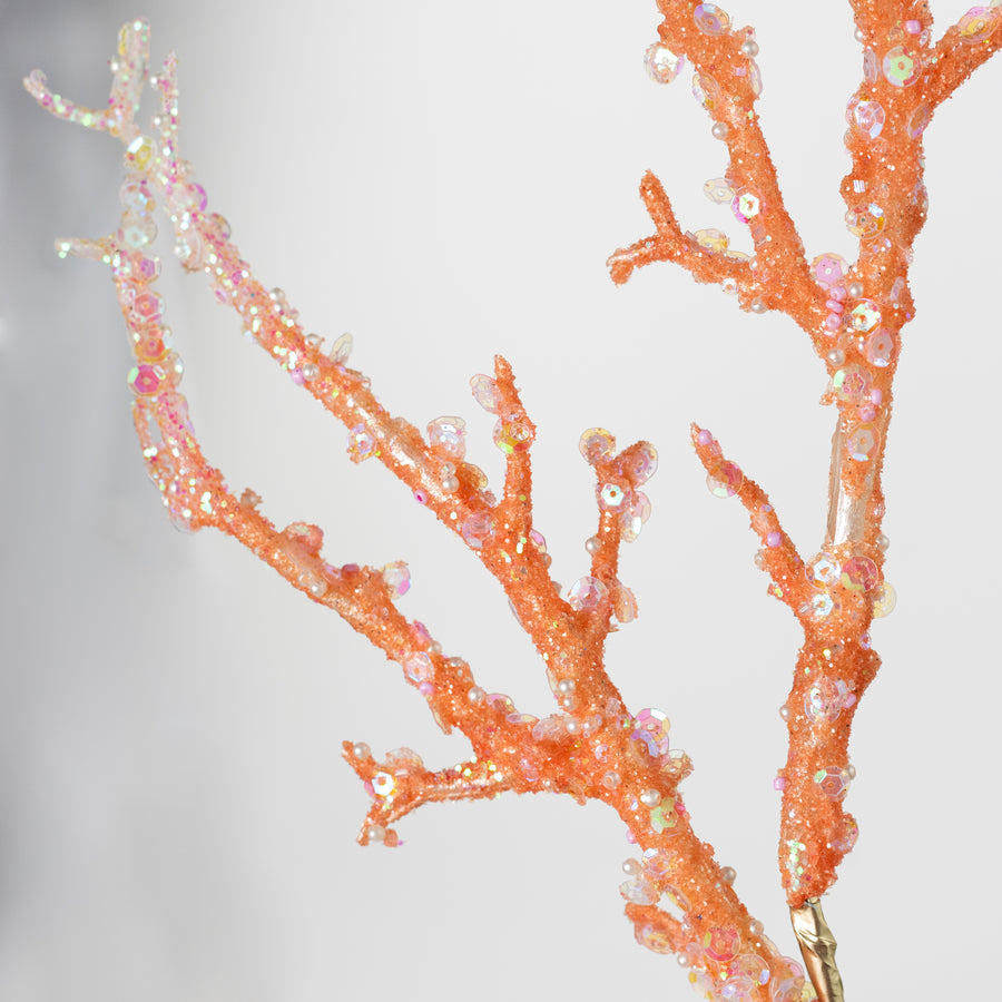 20" Pearl & Sequin Coral Spray: Salmon Orange