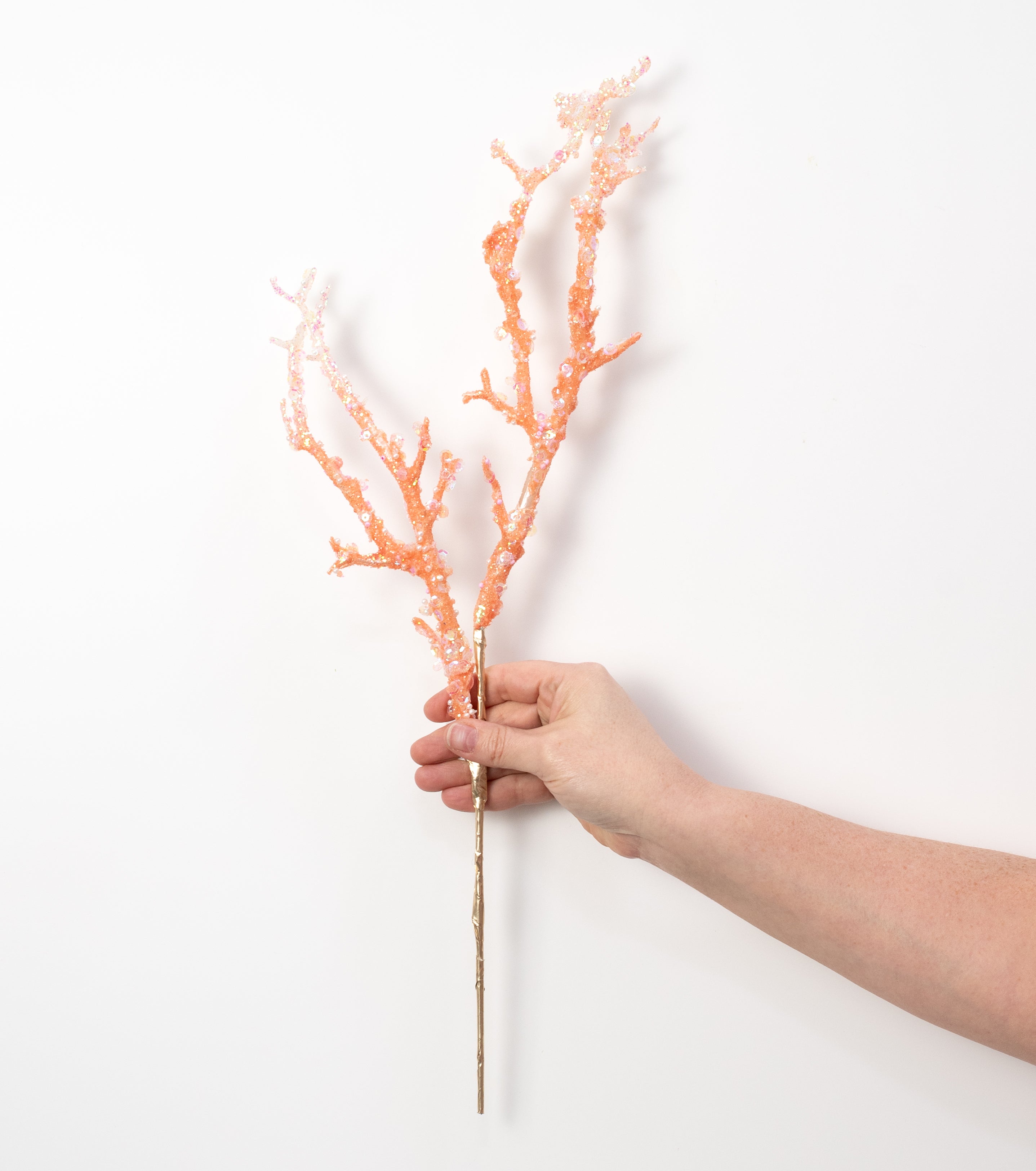 20" Pearl & Sequin Coral Spray: Salmon Orange
