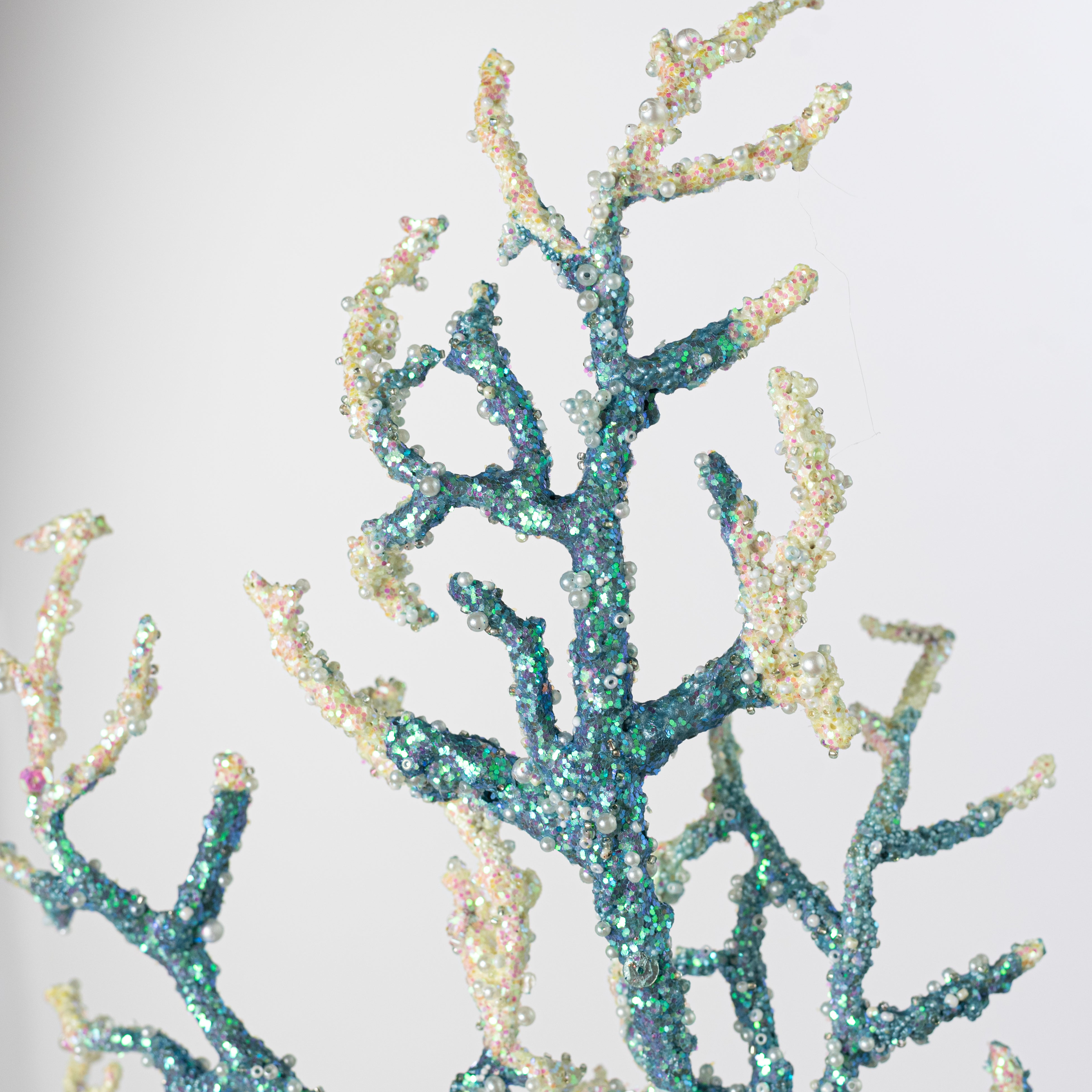 24" Pearl & Sequin Coral Spray: Blue & Ivory