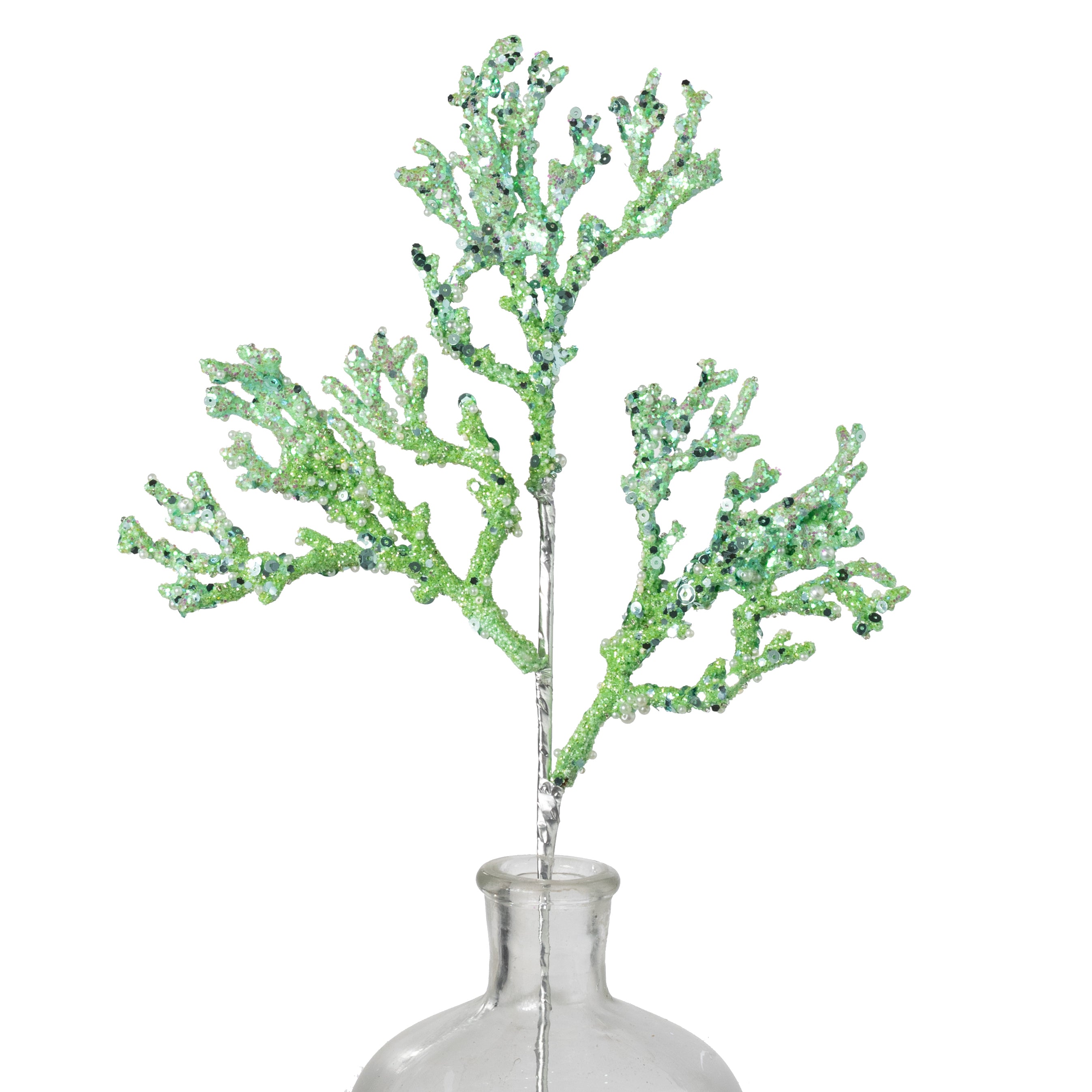 28" Pearl & Sequin Coral Spray: Mint Green