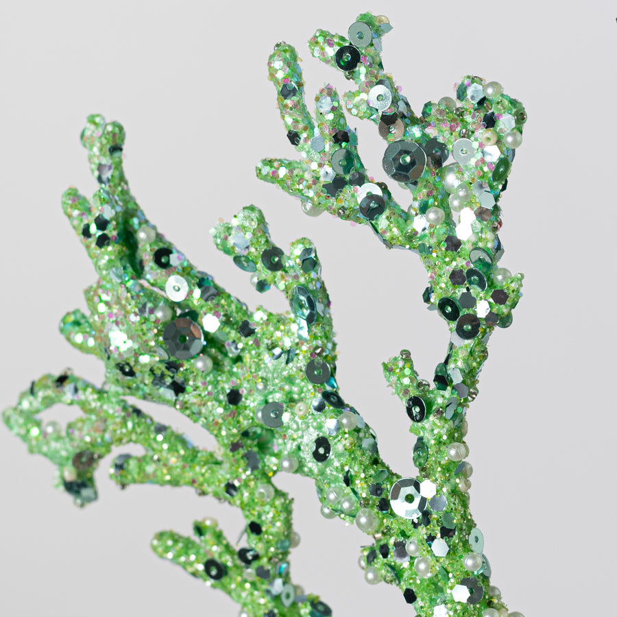 28" Pearl & Sequin Coral Spray: Mint Green