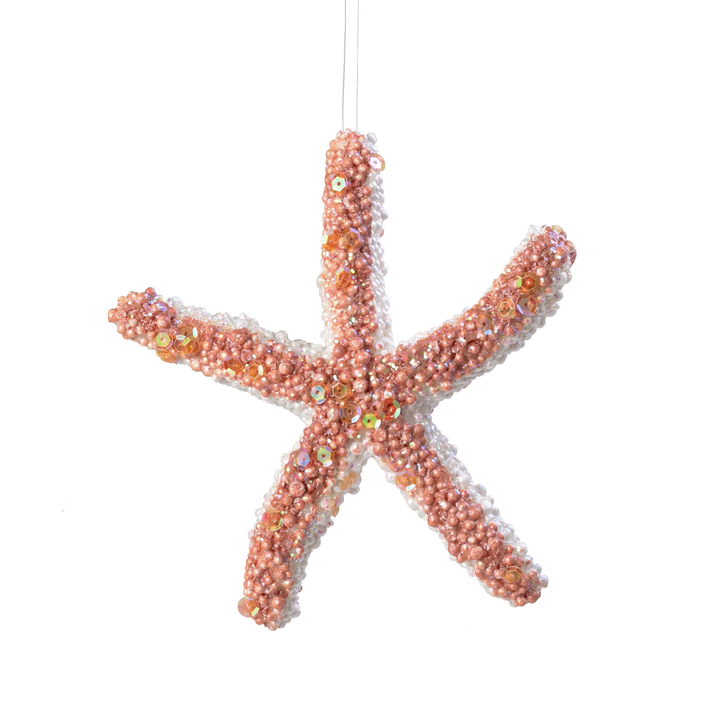 7.5" Pearl & Sequin Starfish Ornament: Rose Gold