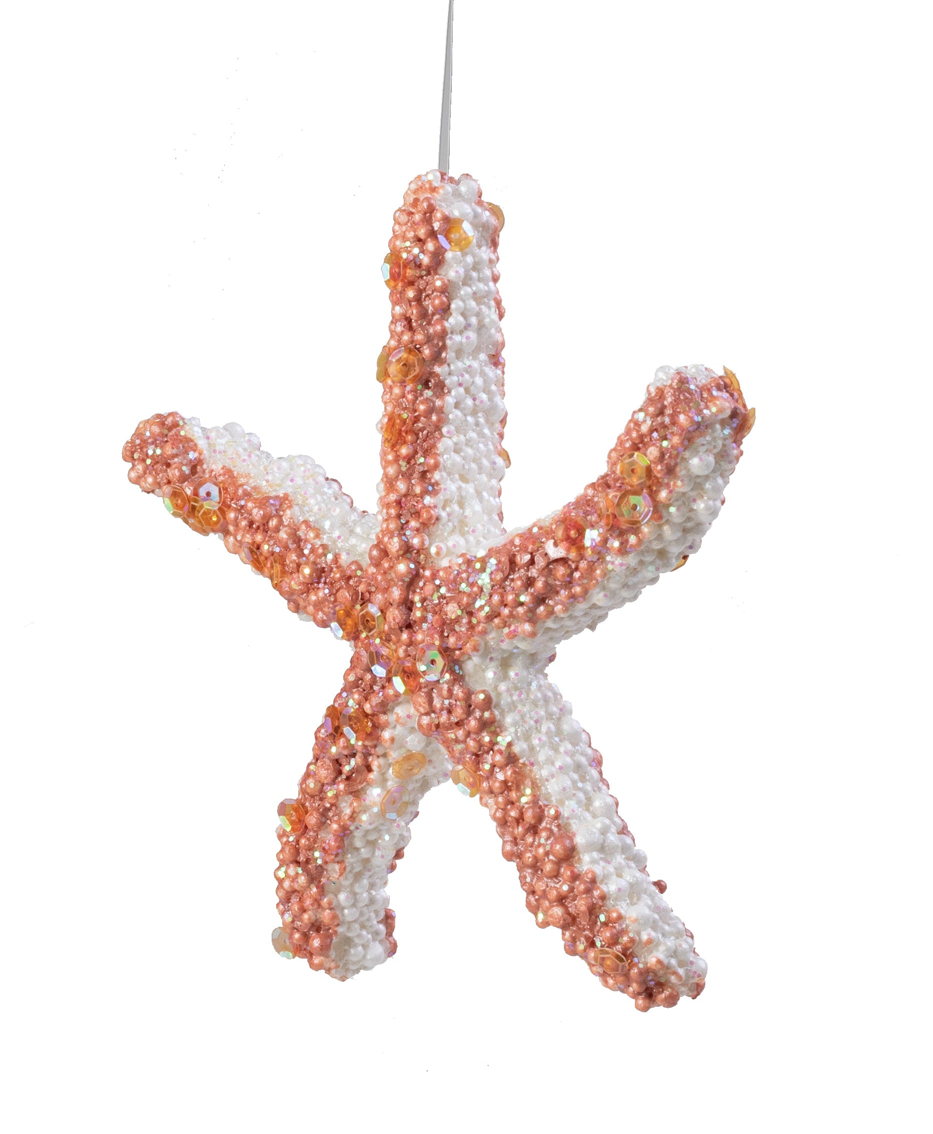 7.5" Pearl & Sequin Starfish Ornament: Rose Gold