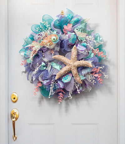 7.5" Pearl & Sequin Fish Ornament: Sea Blue