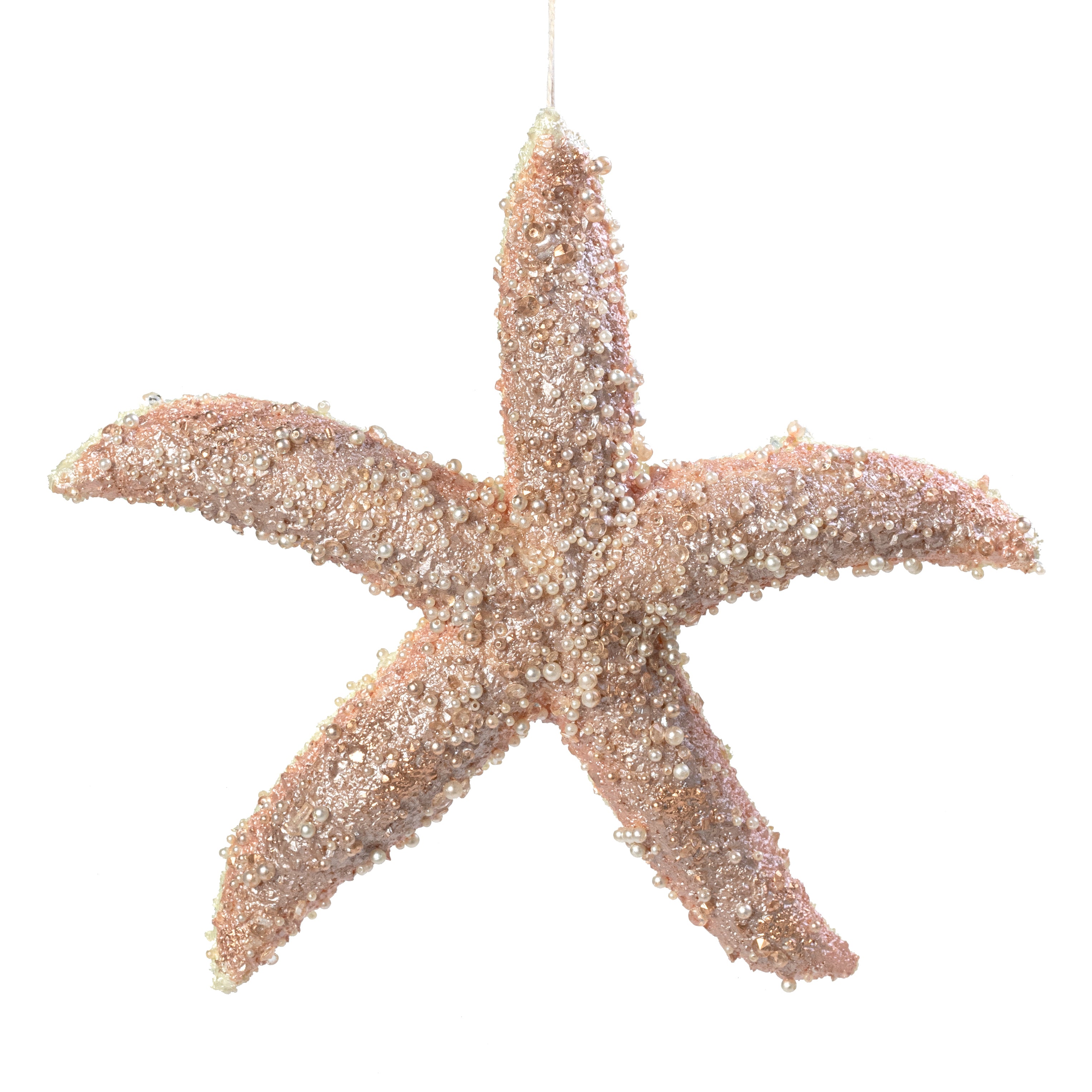11" Pearl & Sequin Starfish Ornament: Pink Sand