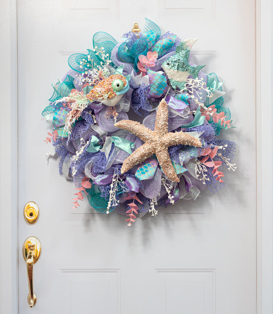 11" Pearl & Sequin Starfish Ornament: Pink Sand