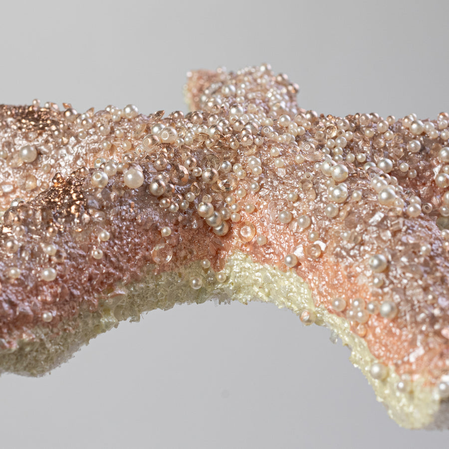 11" Pearl & Sequin Starfish Ornament: Pink Sand