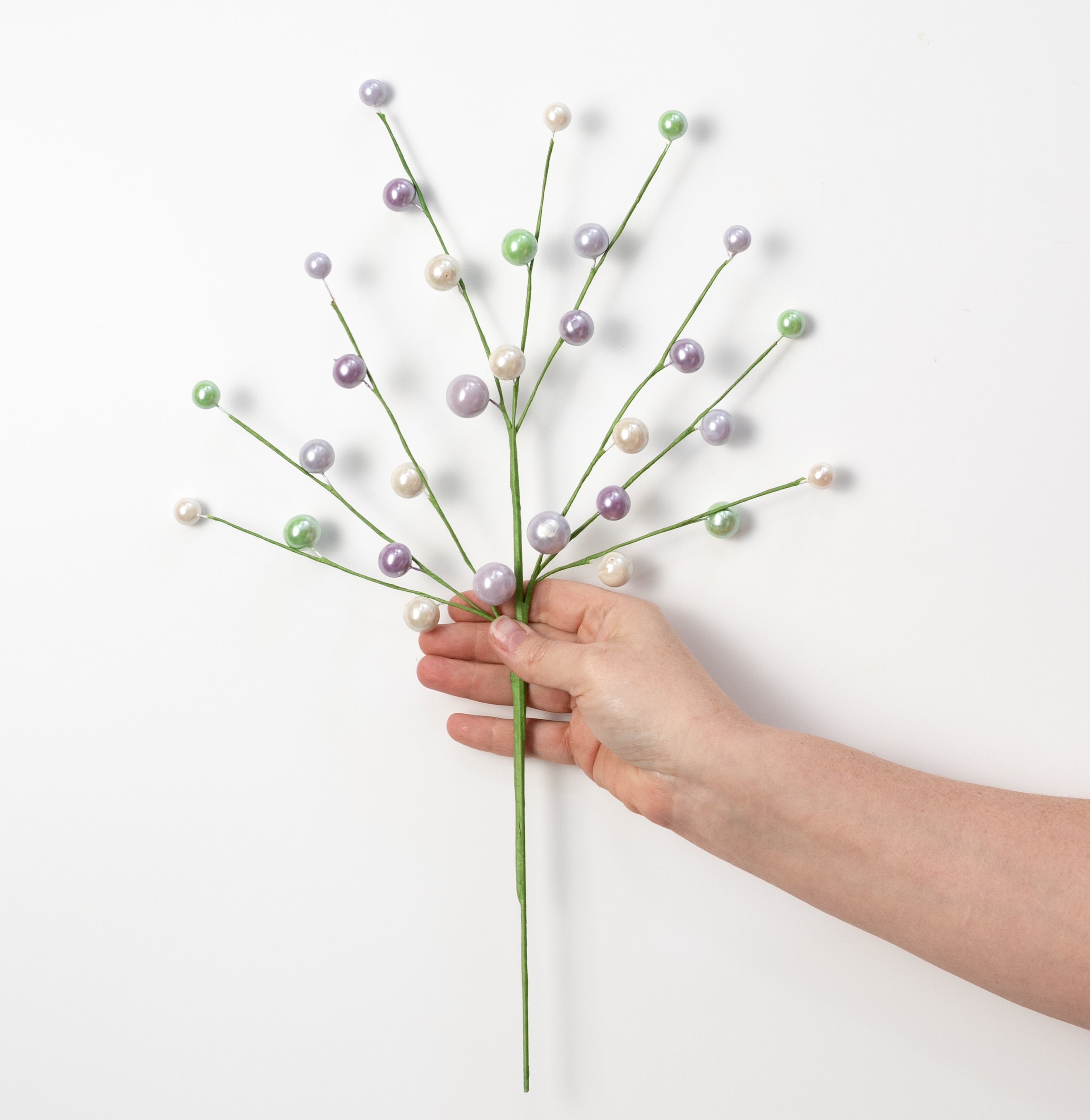 18" Pearl Berry Spray: Mint, Lavender & Cream