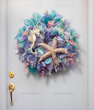 11" Pearl & Sequin Seahorse Ornament: Beige