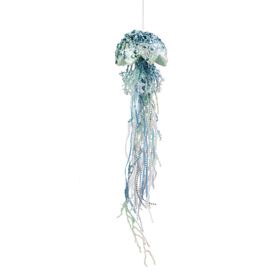 18" Pearl & Sequin Jellyfish Ornament: Blue