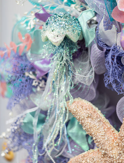 18" Pearl & Sequin Jellyfish Ornament: Blue