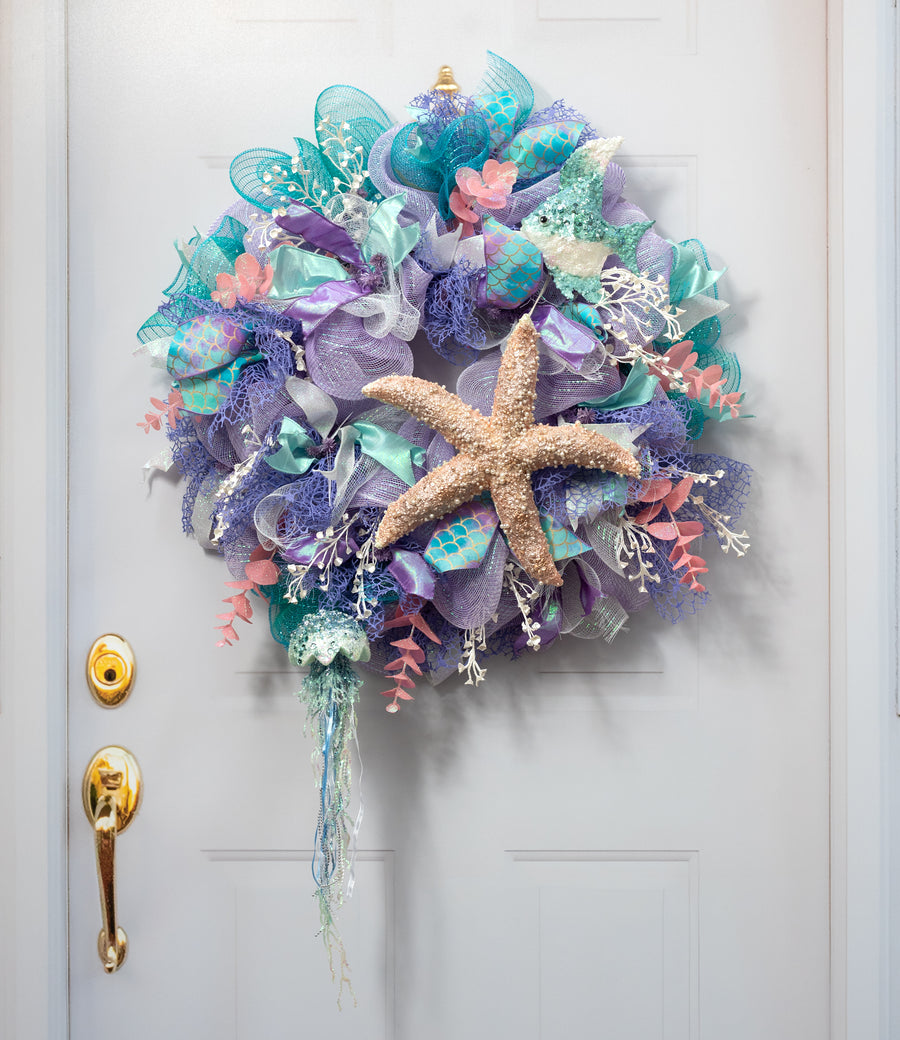 18" Pearl & Sequin Jellyfish Ornament: Blue