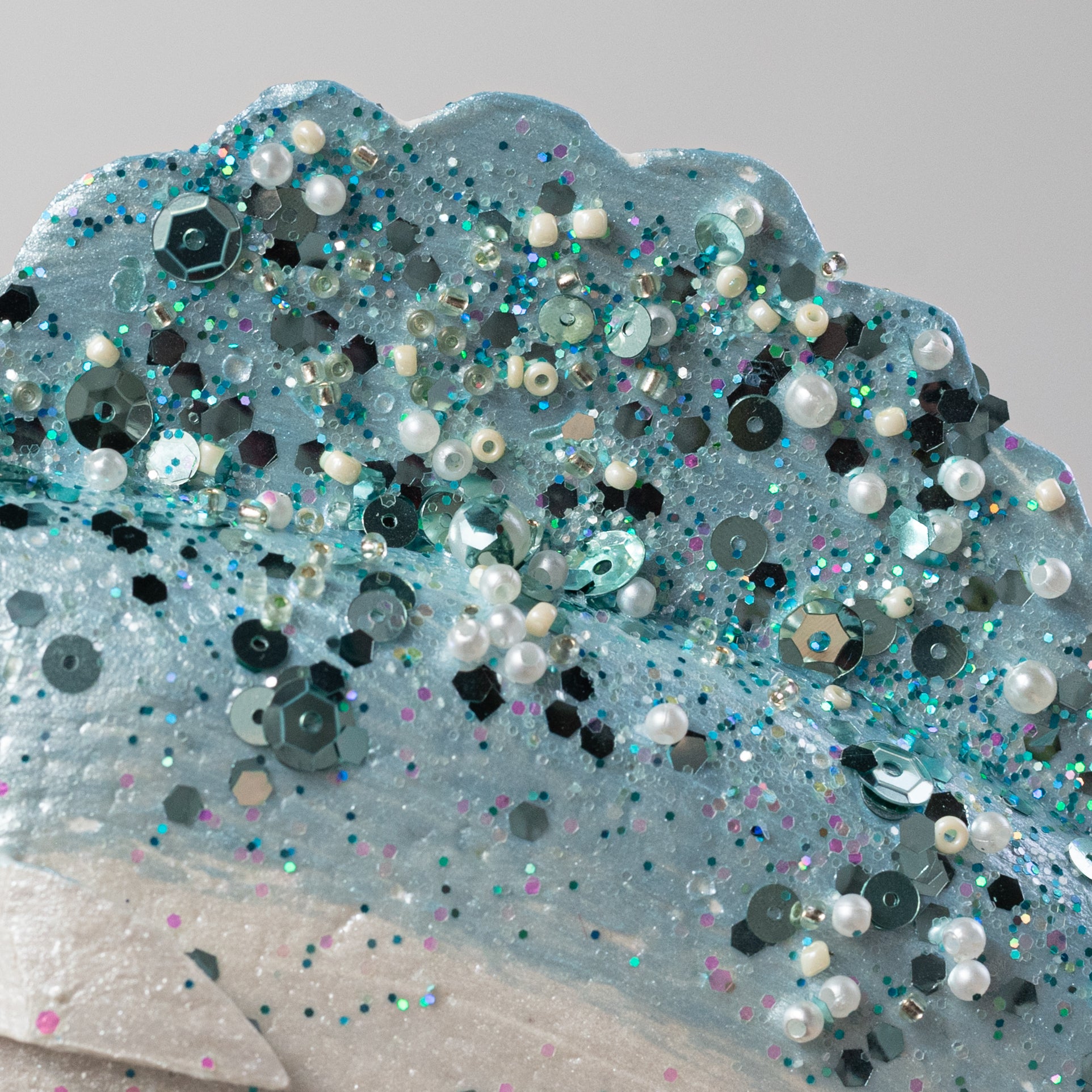 12" Pearl & Sequin Swordfish Ornament: Blue