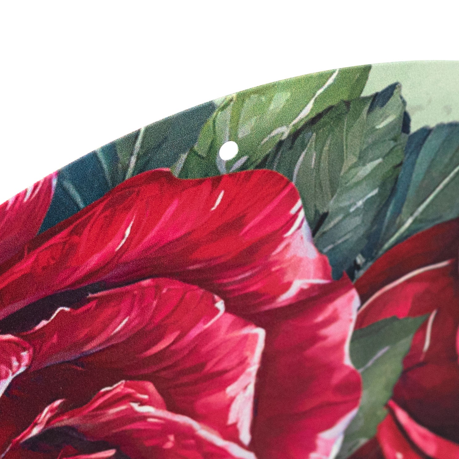 12" Round Metal Sign: Welcome Red Rose Flowers
