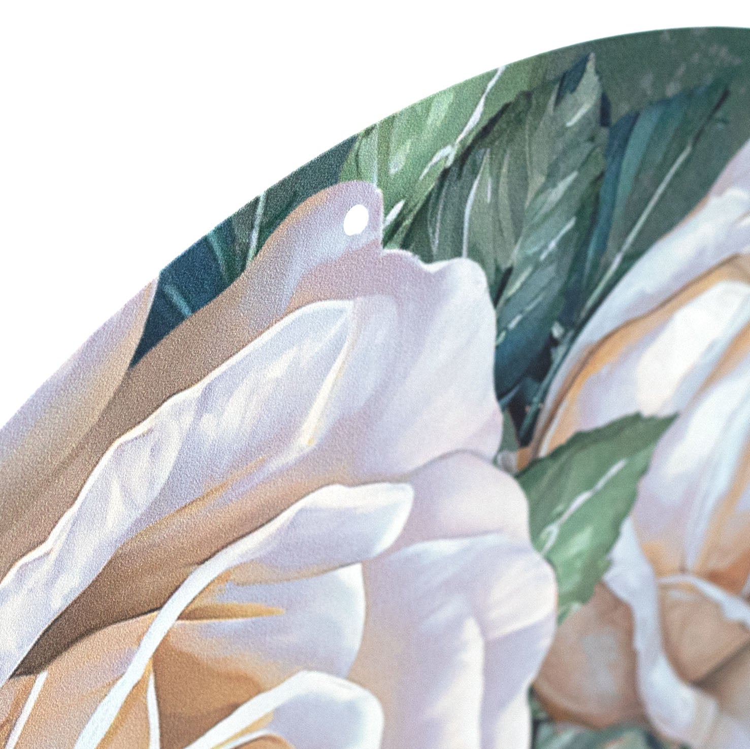 12" Round Metal Sign: Welcome White Rose Flowers