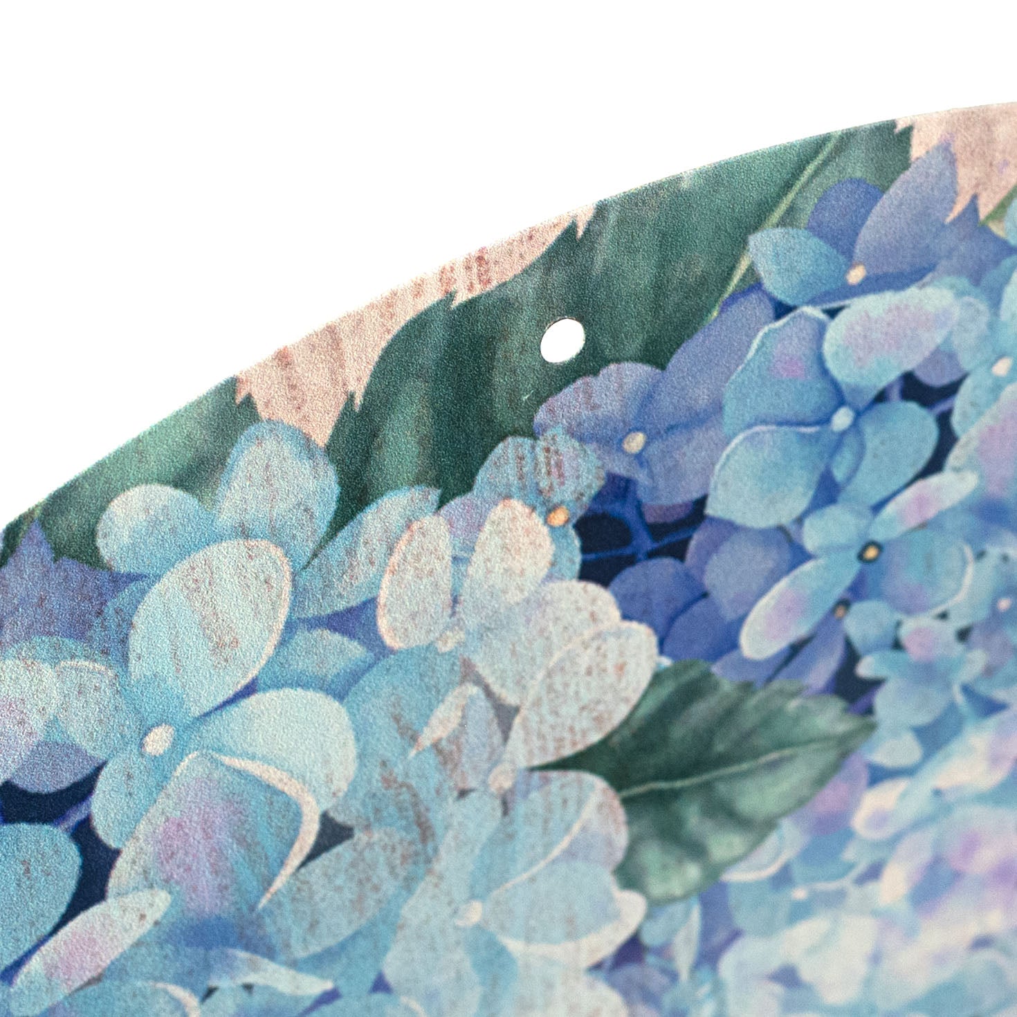 12" Round Metal Sign: Welcome Blue Hydrangeas