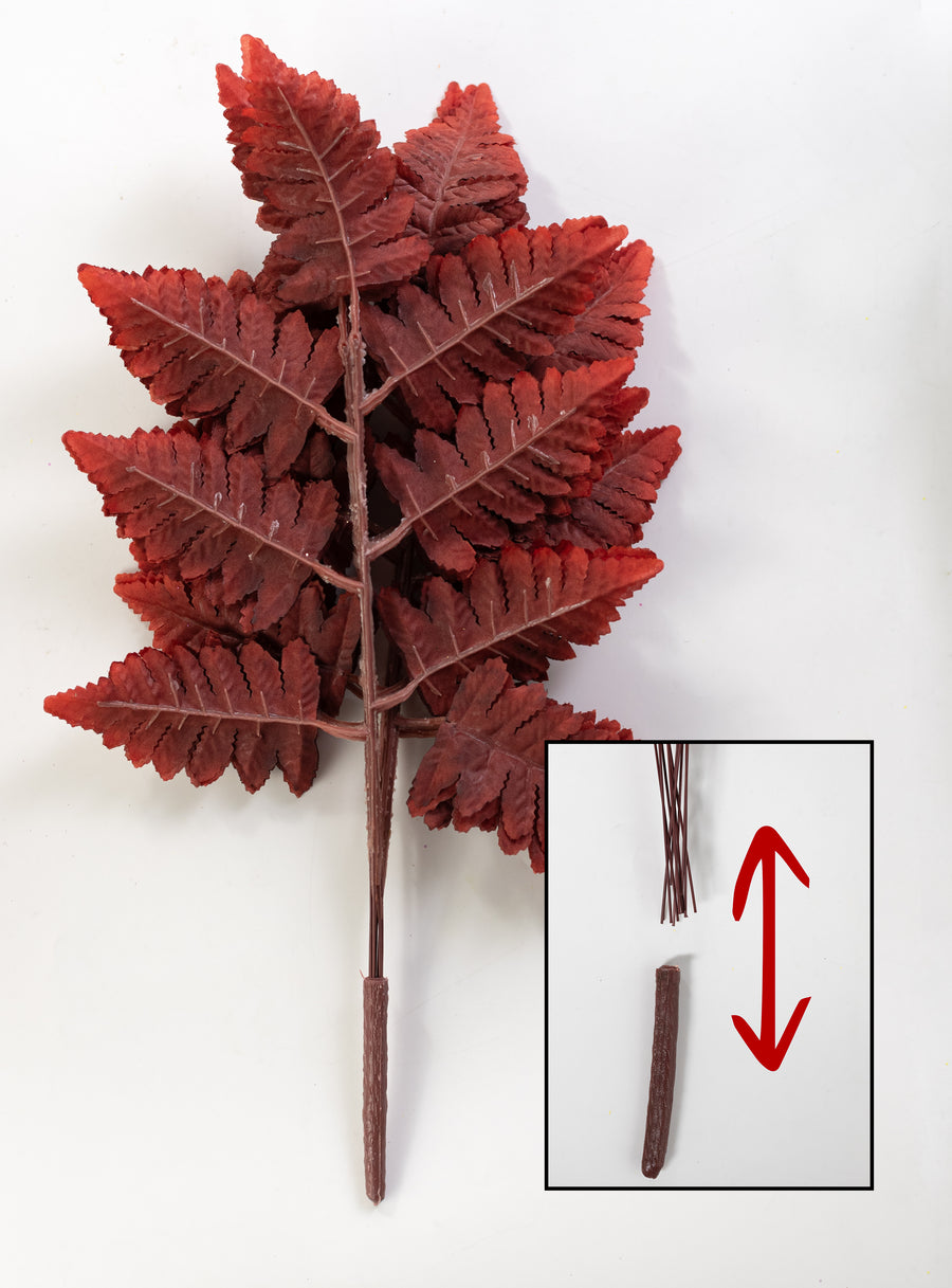 17" Pull Apart Silk Leather Leaf Bush: Rust Red (12 Stems)