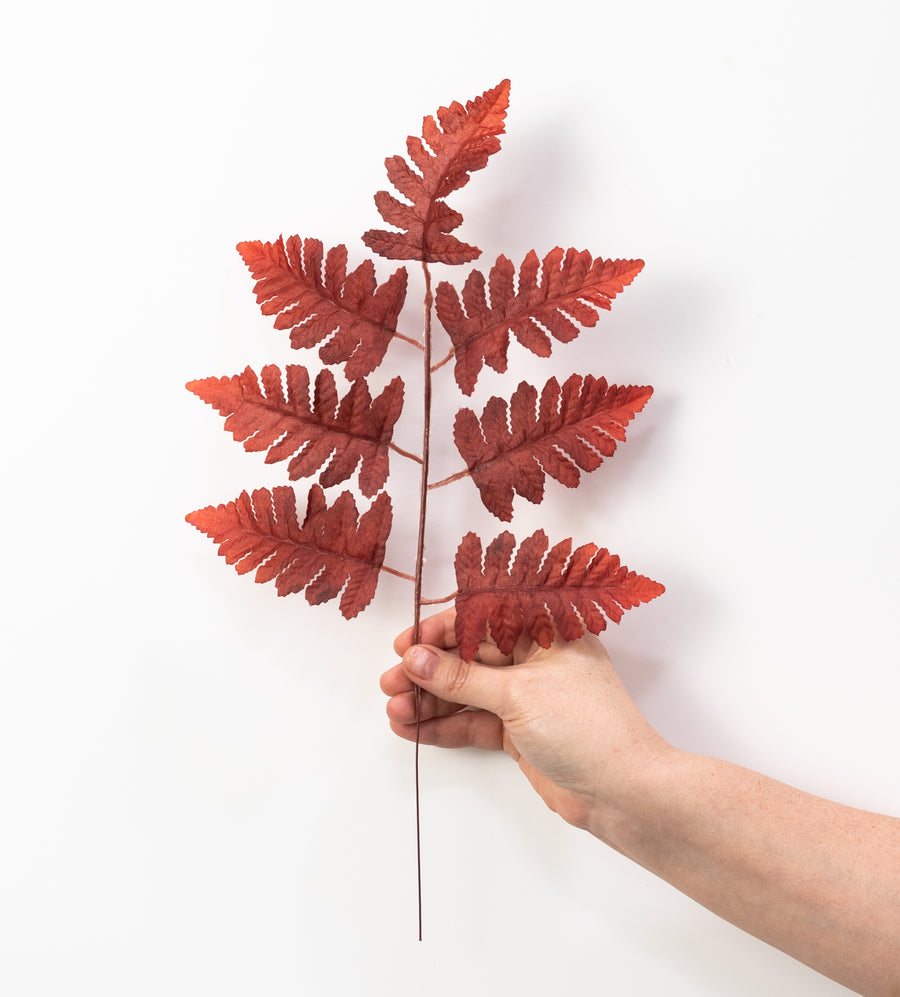 17" Pull Apart Silk Leather Leaf Bush: Rust Red (12 Stems)