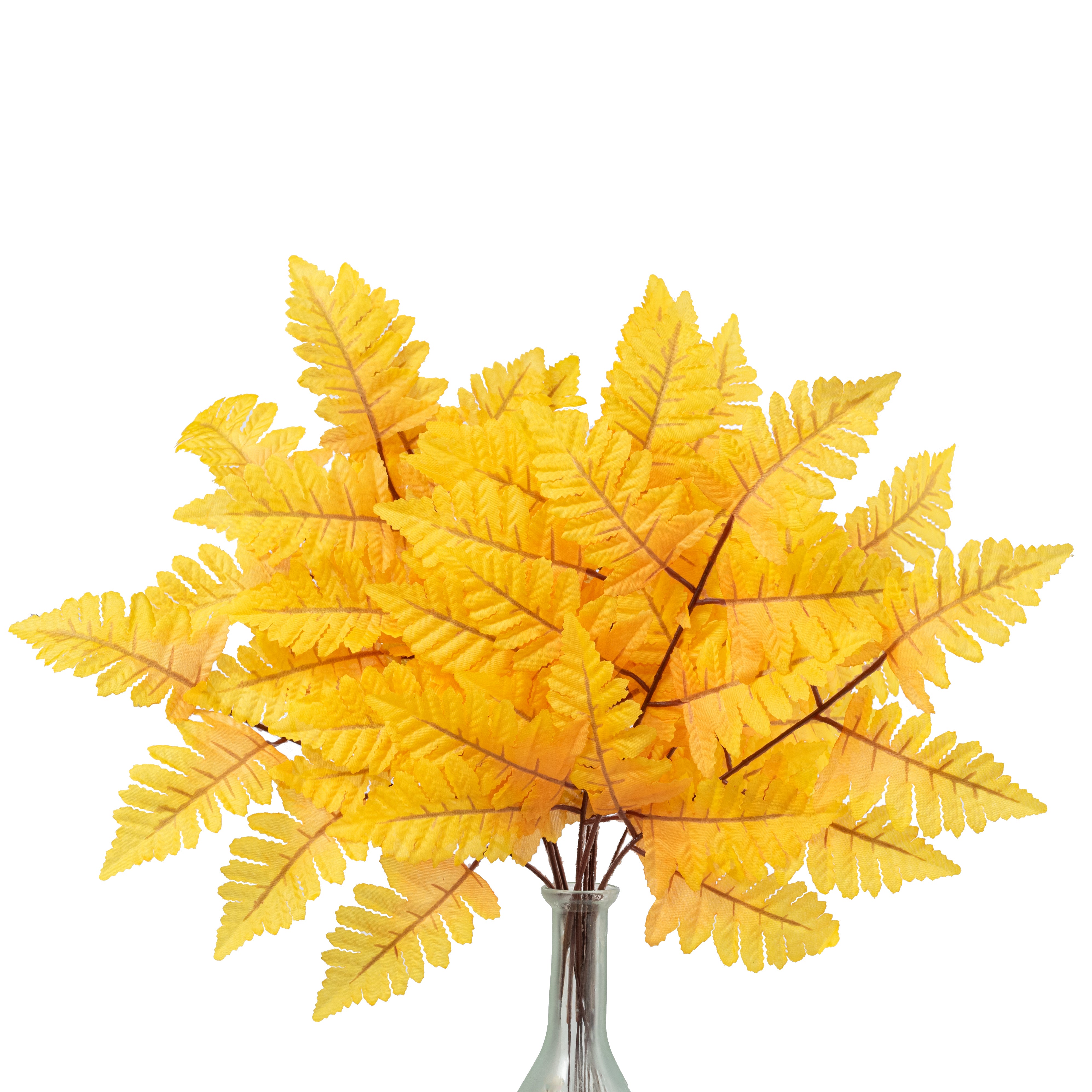 17" Pull Apart Silk Leather Leaf Bush: Mustard Yellow (12 Stems)