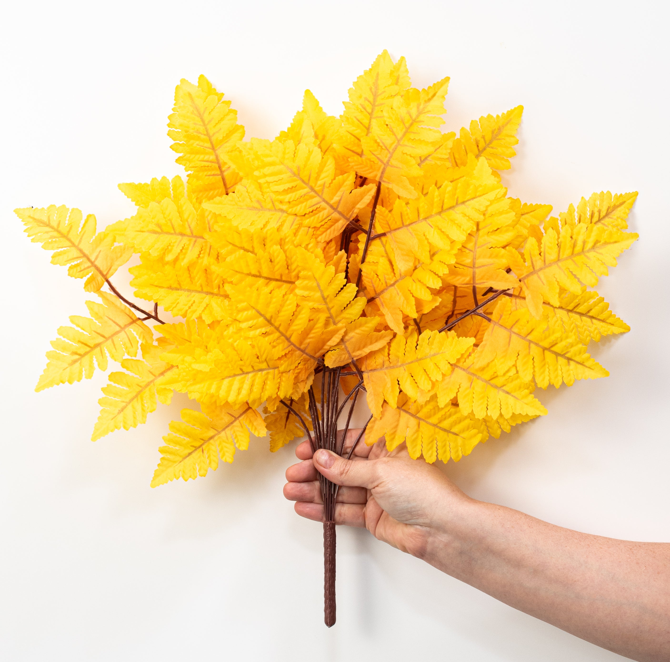 17" Pull Apart Silk Leather Leaf Bush: Mustard Yellow (12 Stems)