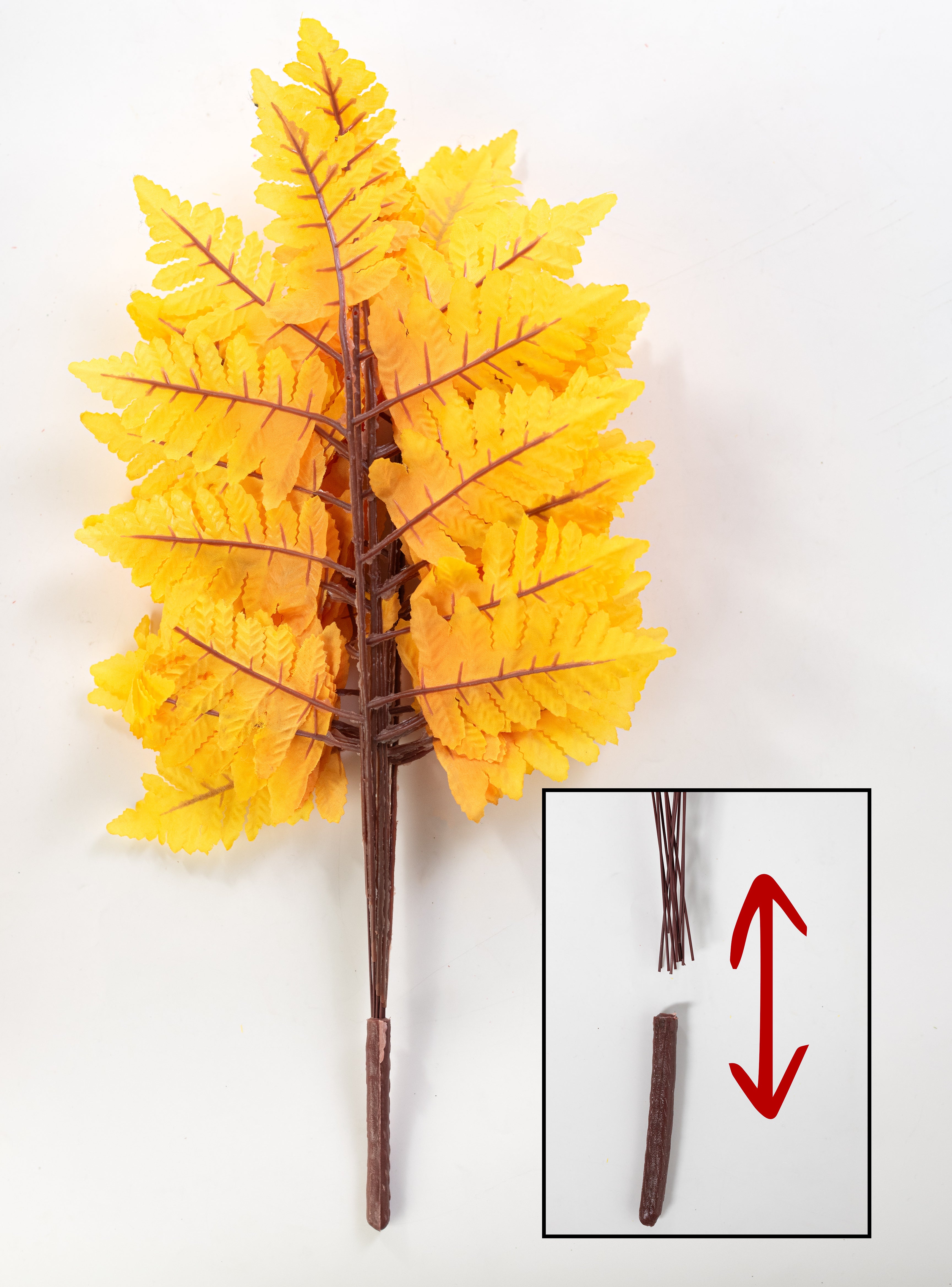 17" Pull Apart Silk Leather Leaf Bush: Mustard Yellow (12 Stems)
