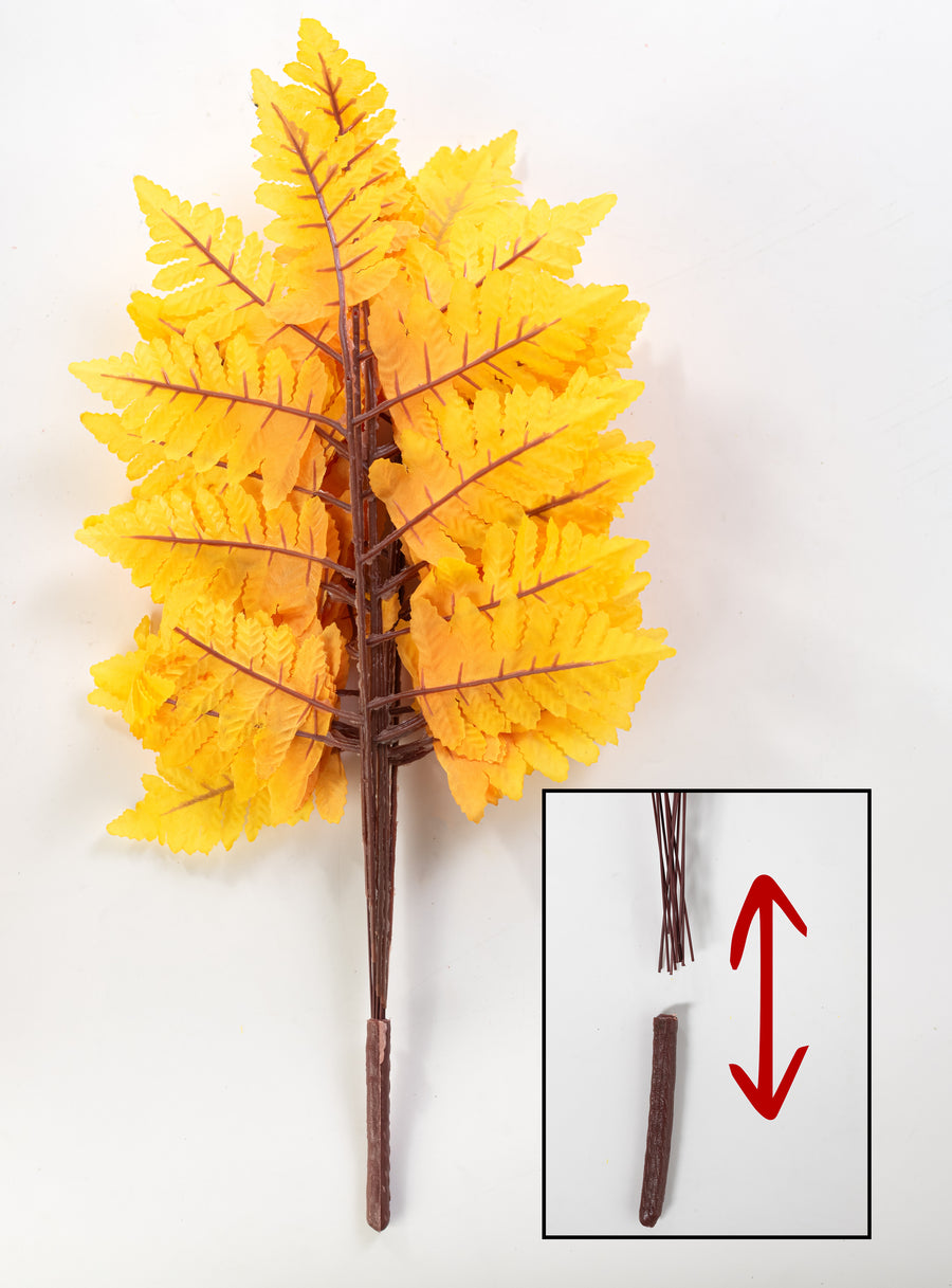 17" Pull Apart Silk Leather Leaf Bush: Mustard Yellow (12 Stems)