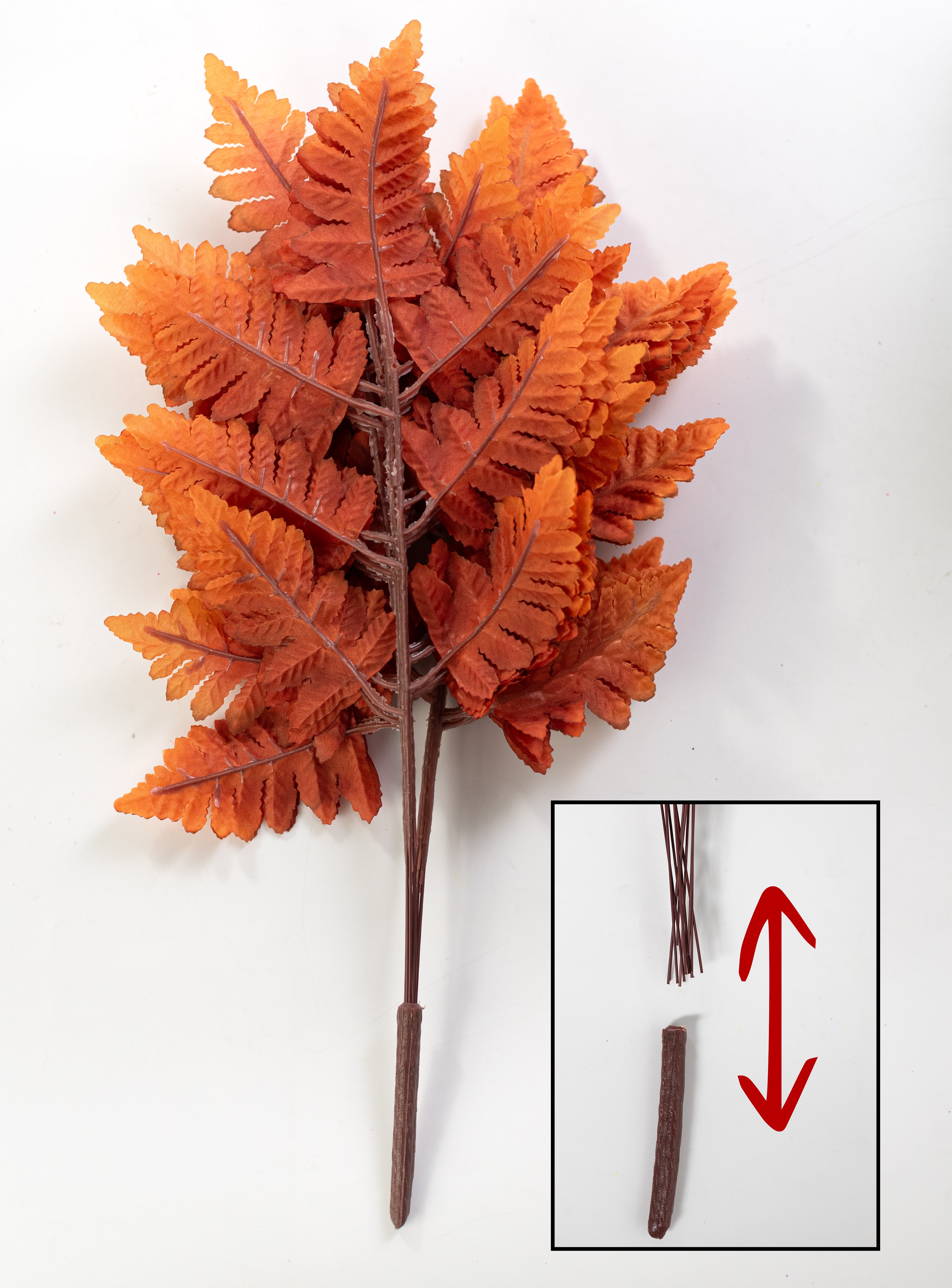 17" Pull Apart Silk Leather Leaf Bush: Dark Orange (12 Stems)